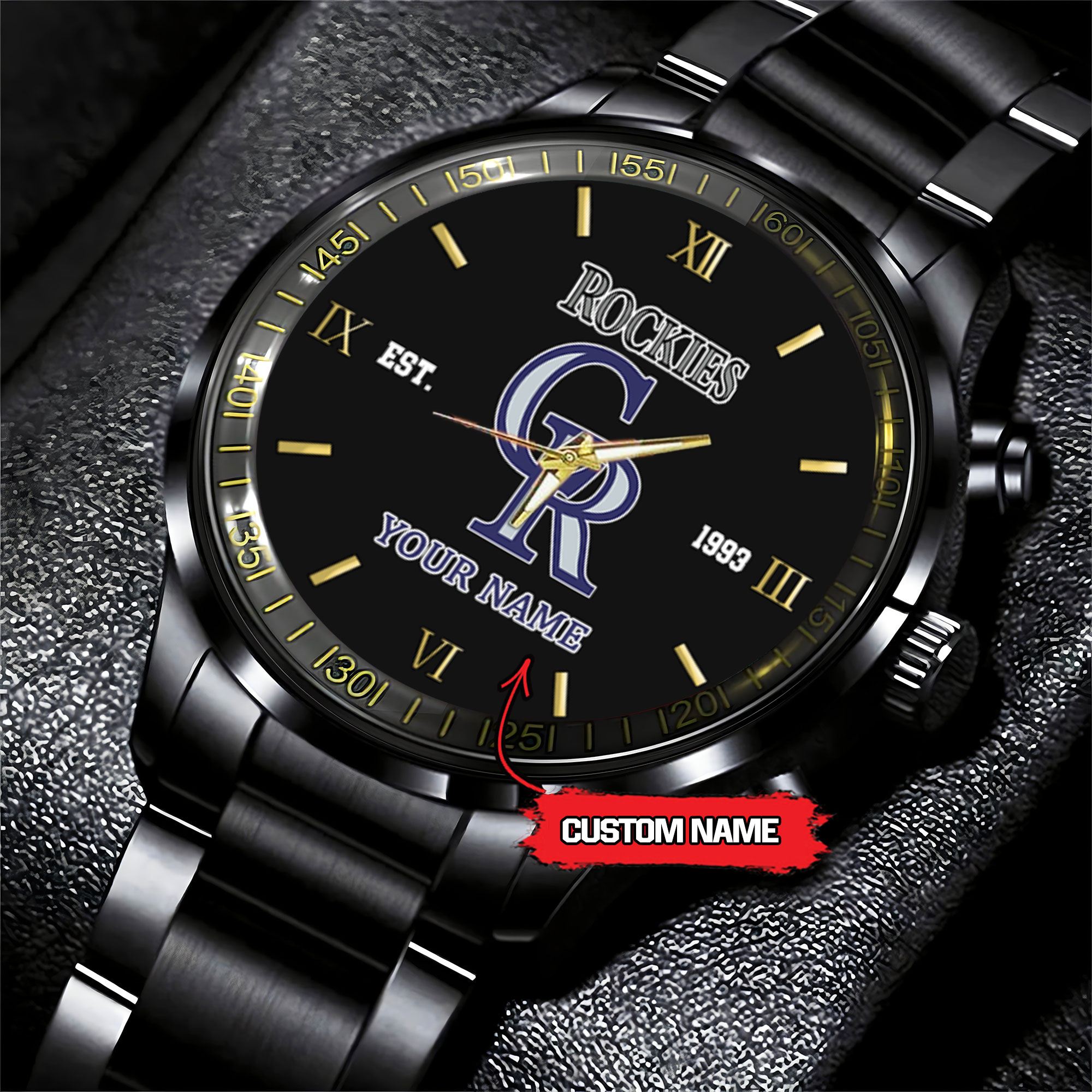 colorado rockies mlb black fashion watch custom your name t5wmu