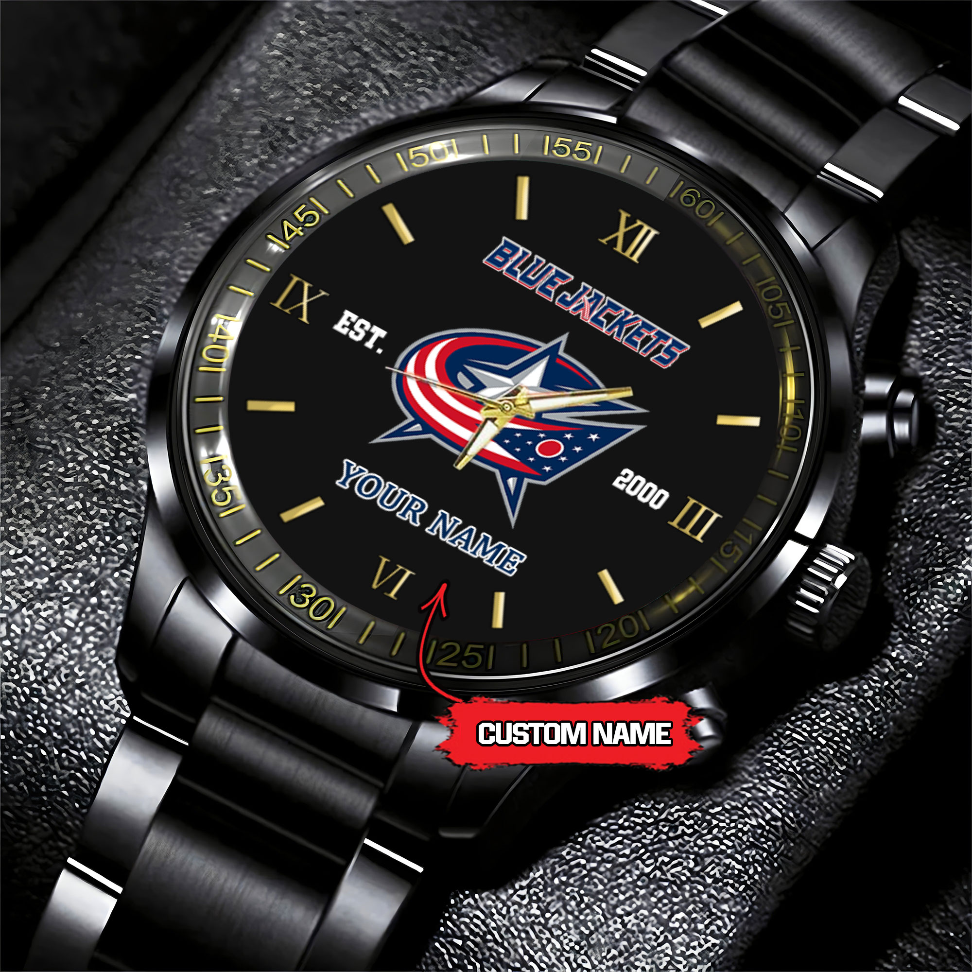 columbus blue jackets nhl hockey game time custom black fashion watch joudb
