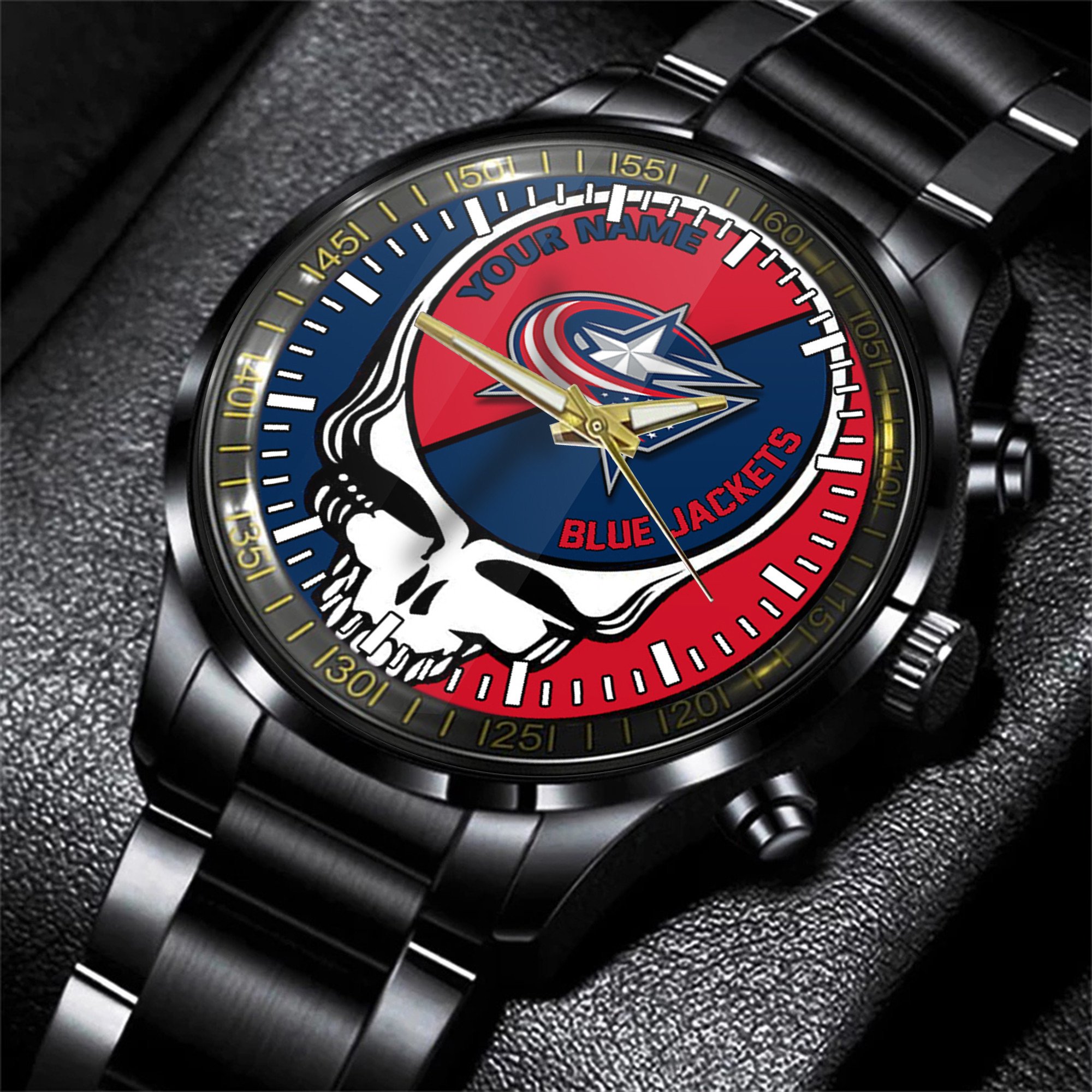 columbus blue jackets nhl skull personalized hand watch gift for fans awtph