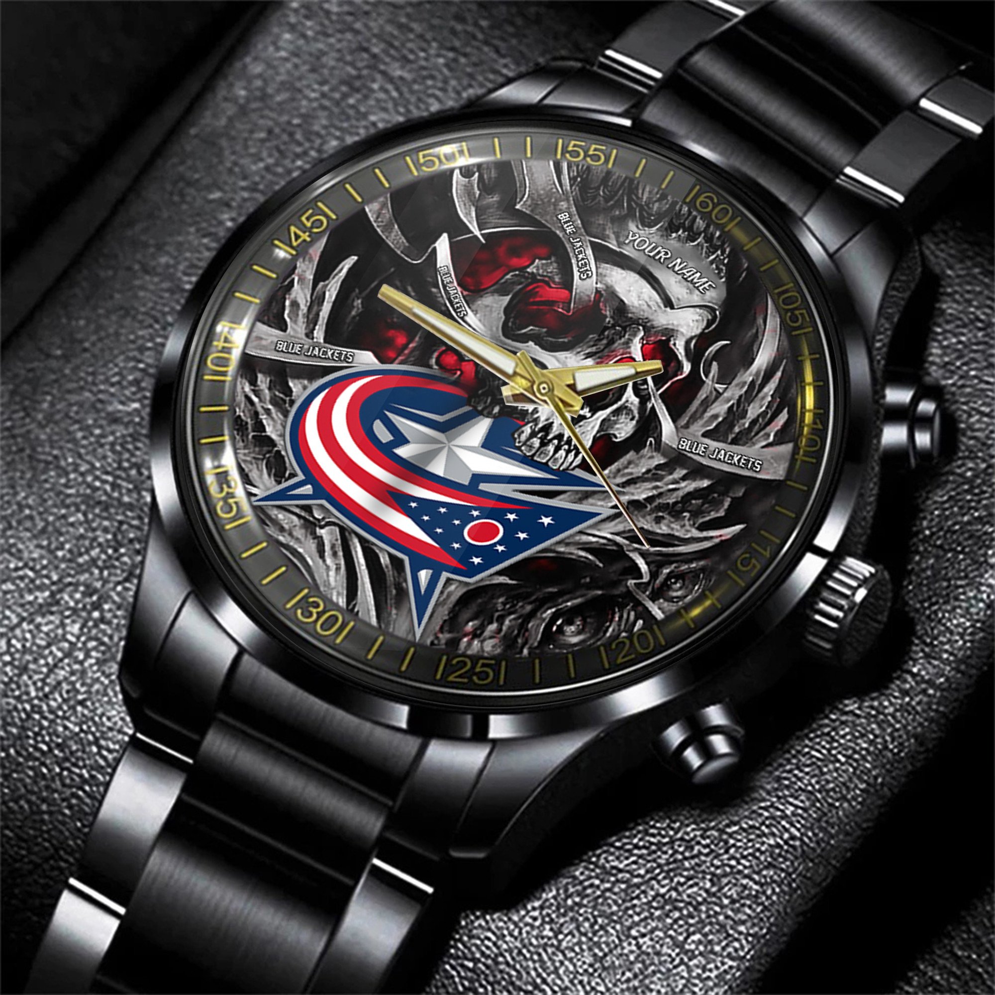 columbus blue jackets nhl skull personalized hand watch gift for fans qz1ub