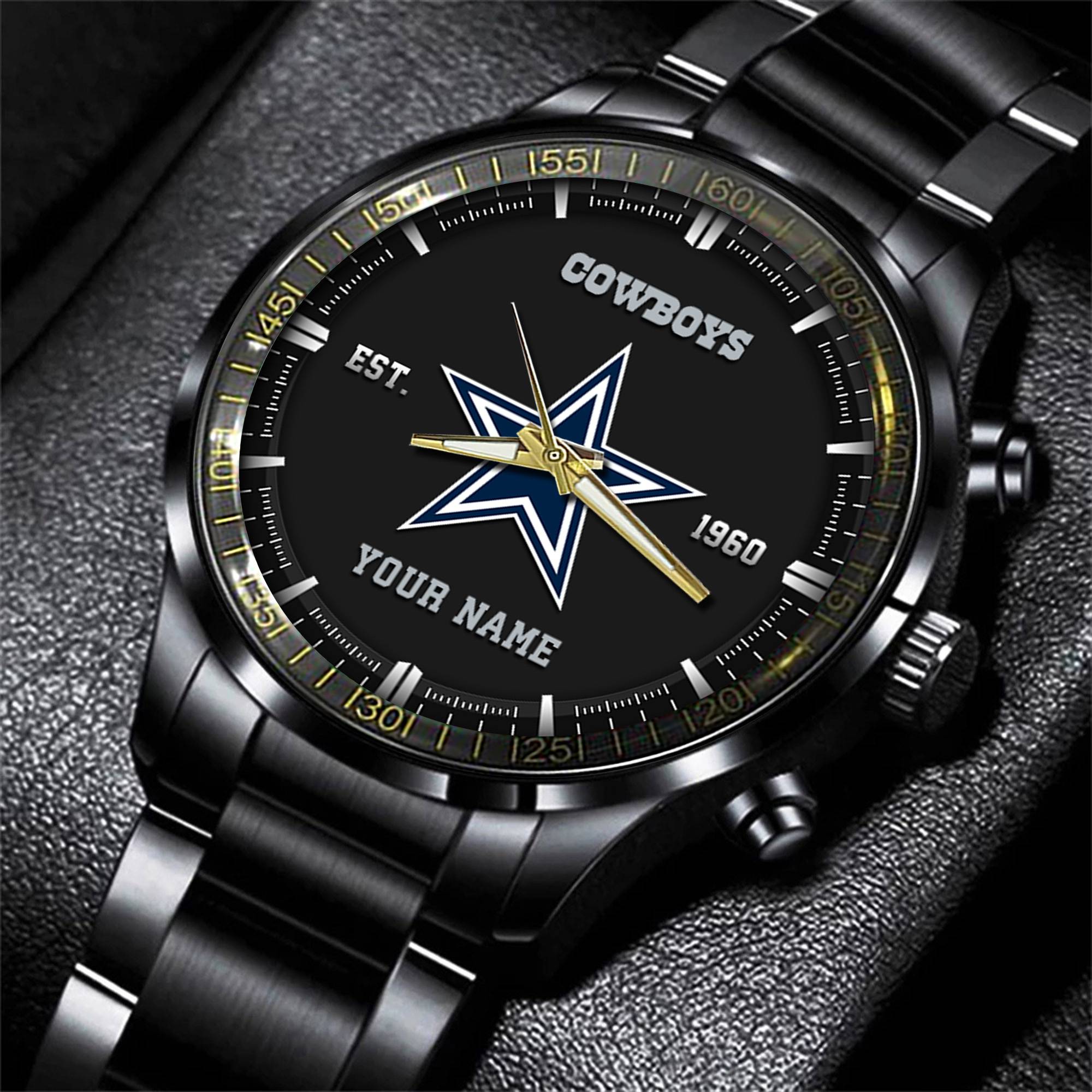 dallas cowboys nfl personalized black fashion watch gifts for fans fla1j