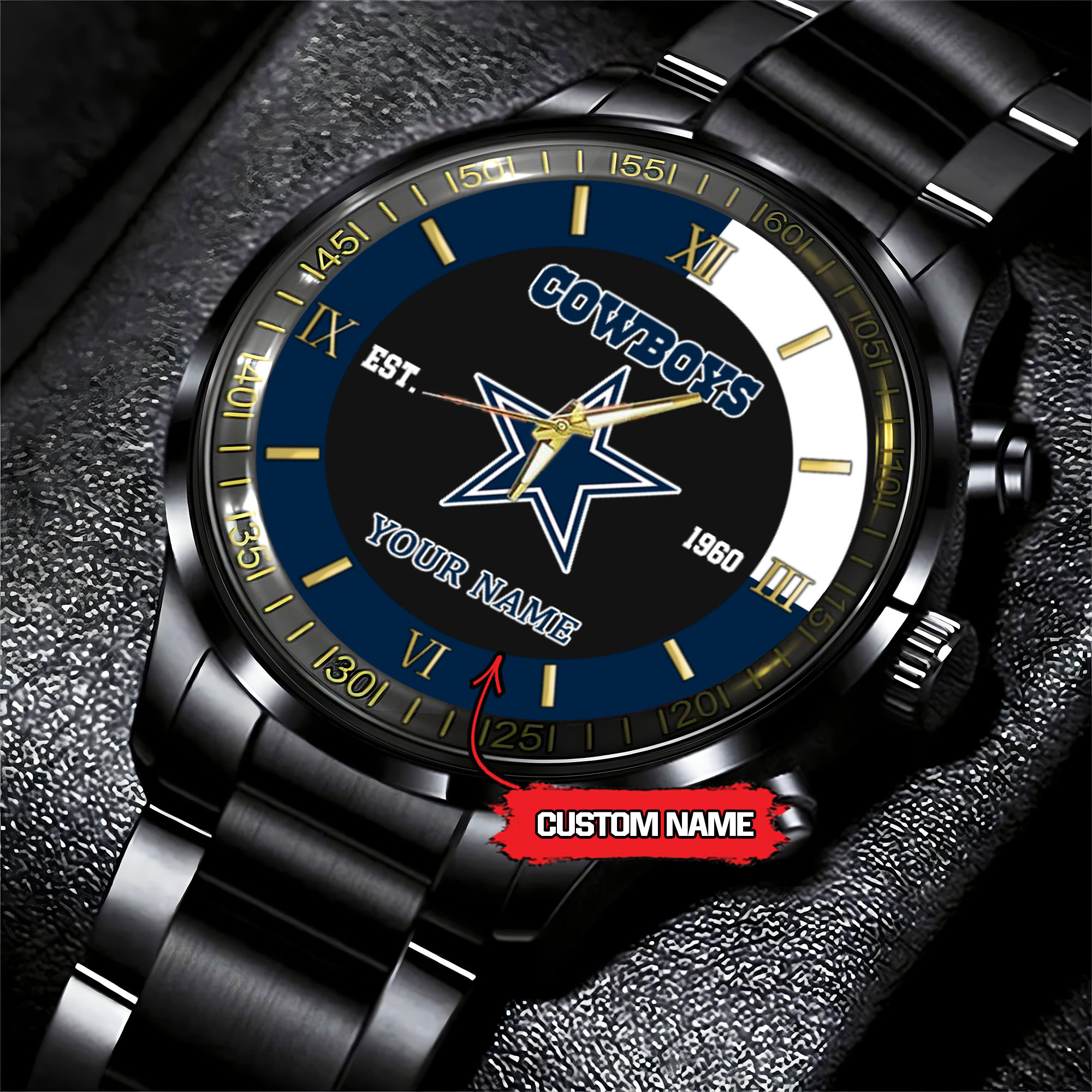 dallas cowboys nfl personalized black fashion watch mn0iq