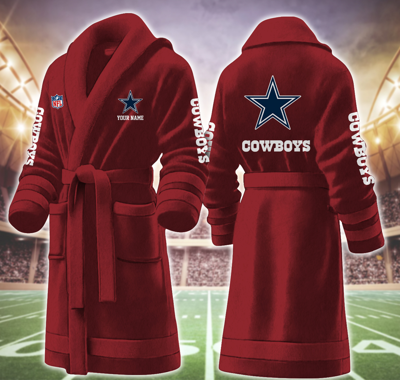 dallas cowboys nfl personalized fleece bathrobe 4fa1h