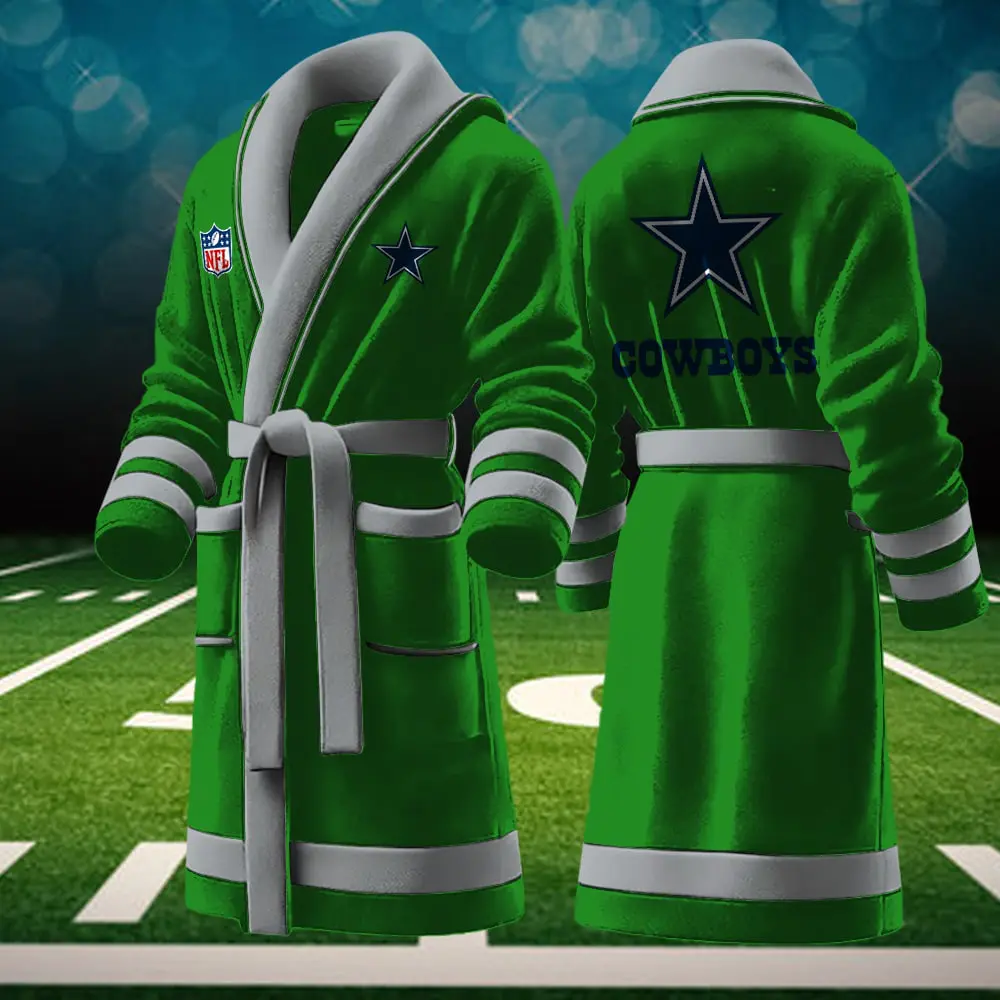 dallas cowboys nfl personalized fleece bathrobe azmg4