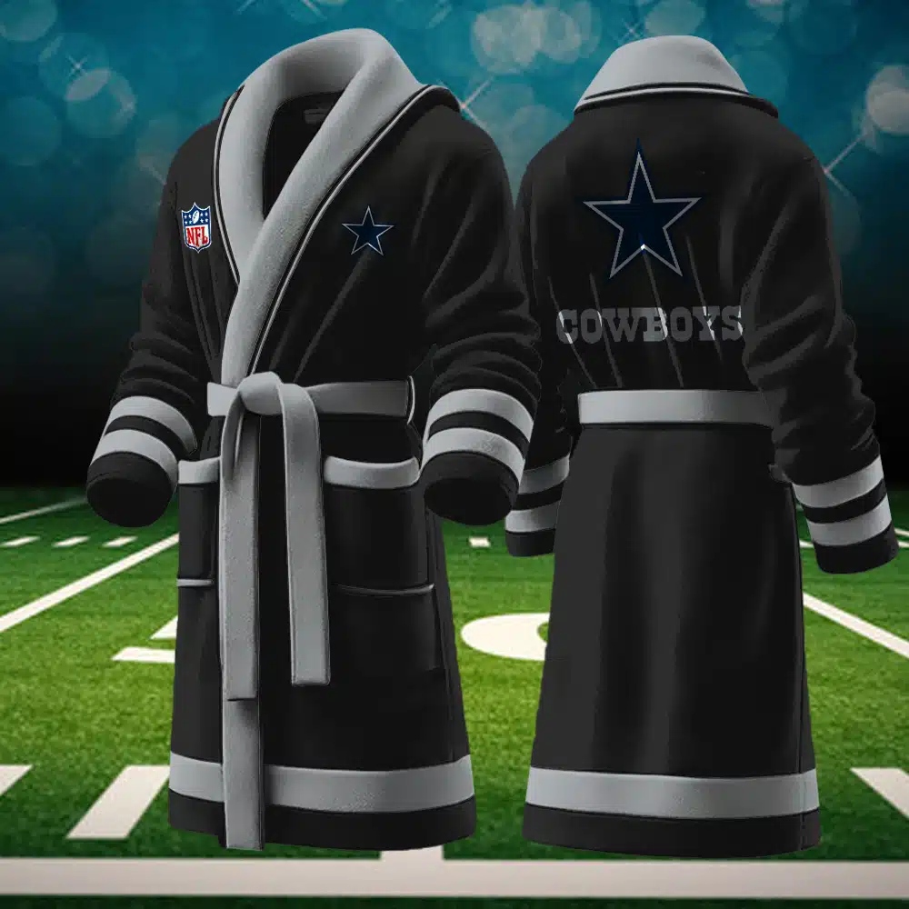 dallas cowboys nfl personalized fleece bathrobe hkst2
