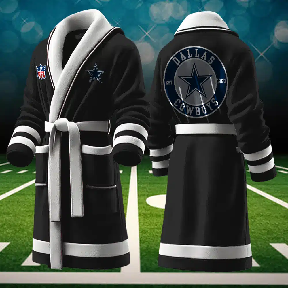 dallas cowboys nfl personalized fleece bathrobe tmloo