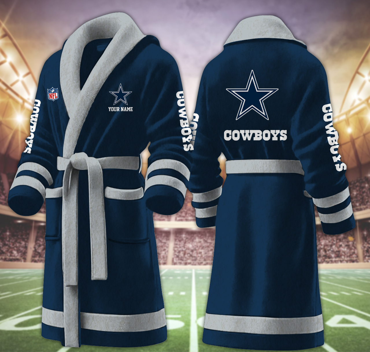 dallas cowboys nfl personalized fleece bathrobe zvyqe