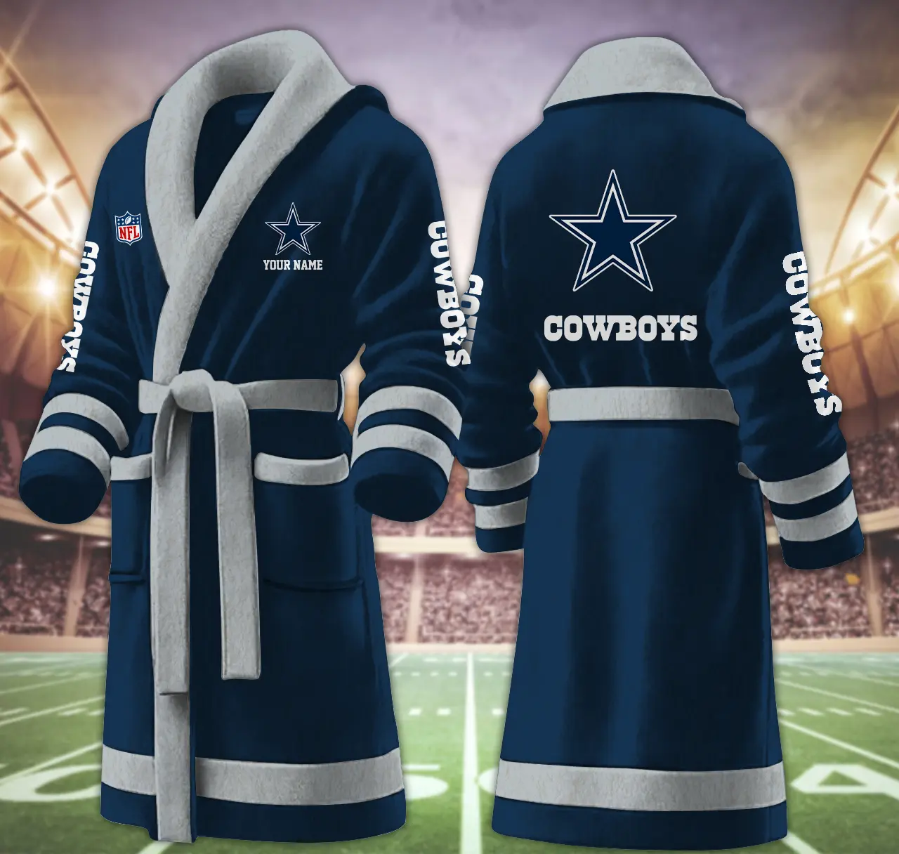 dallas cowboys nfl personalized fleece bathrobe zvyqe