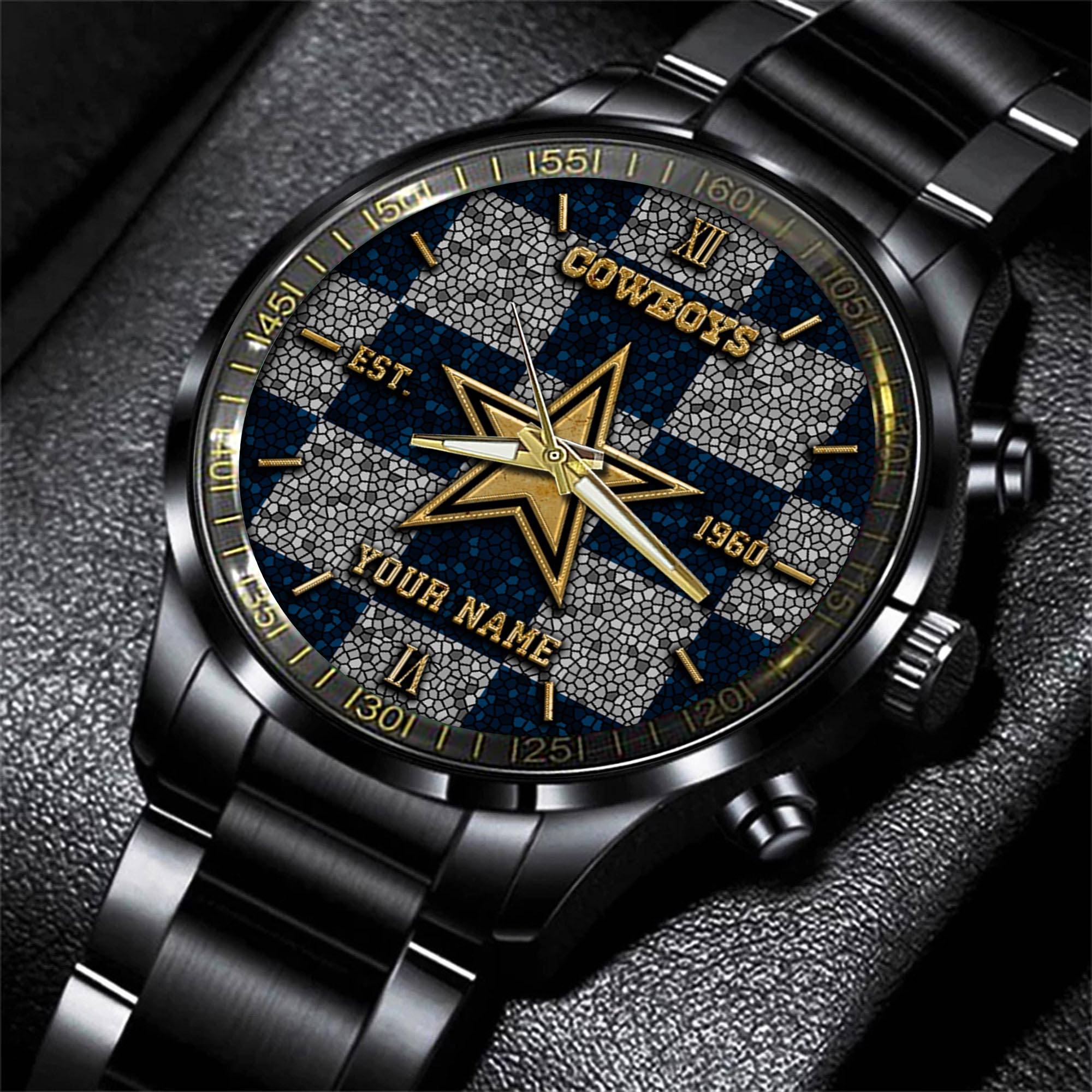 dallas cowboys nfl personalized sport black watch gifts for fans 5wupd