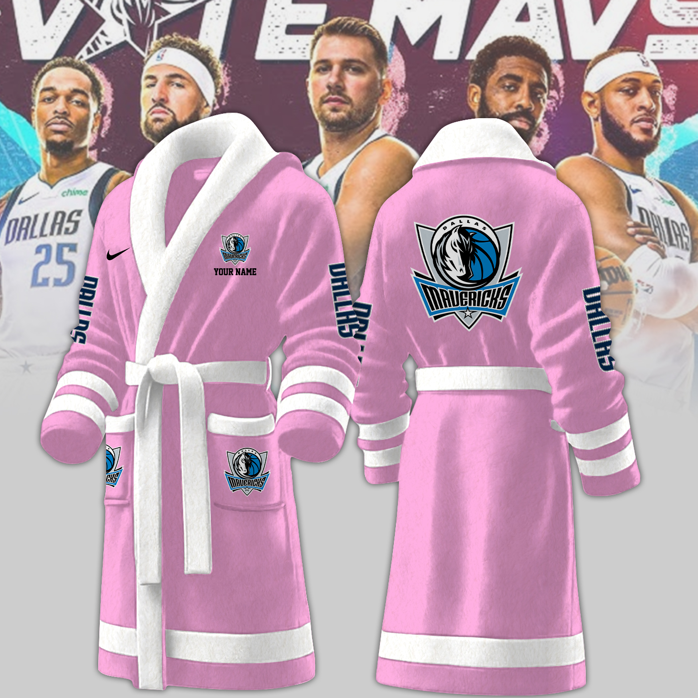 dallas mavericks nba personalized fleece bathrobe 95z1h