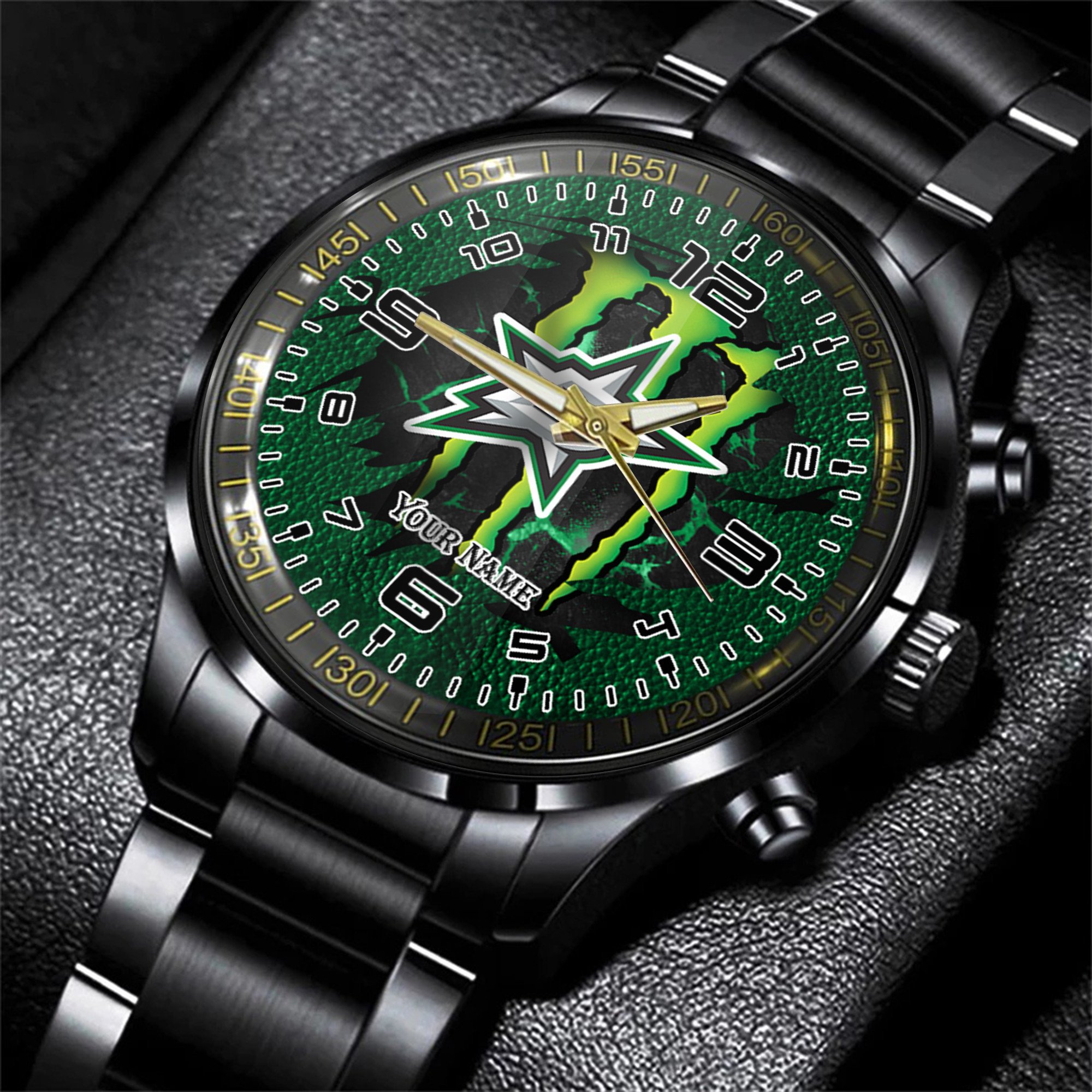 dallas stars nhl personalized 3d black men hand watch gift for fans einc5