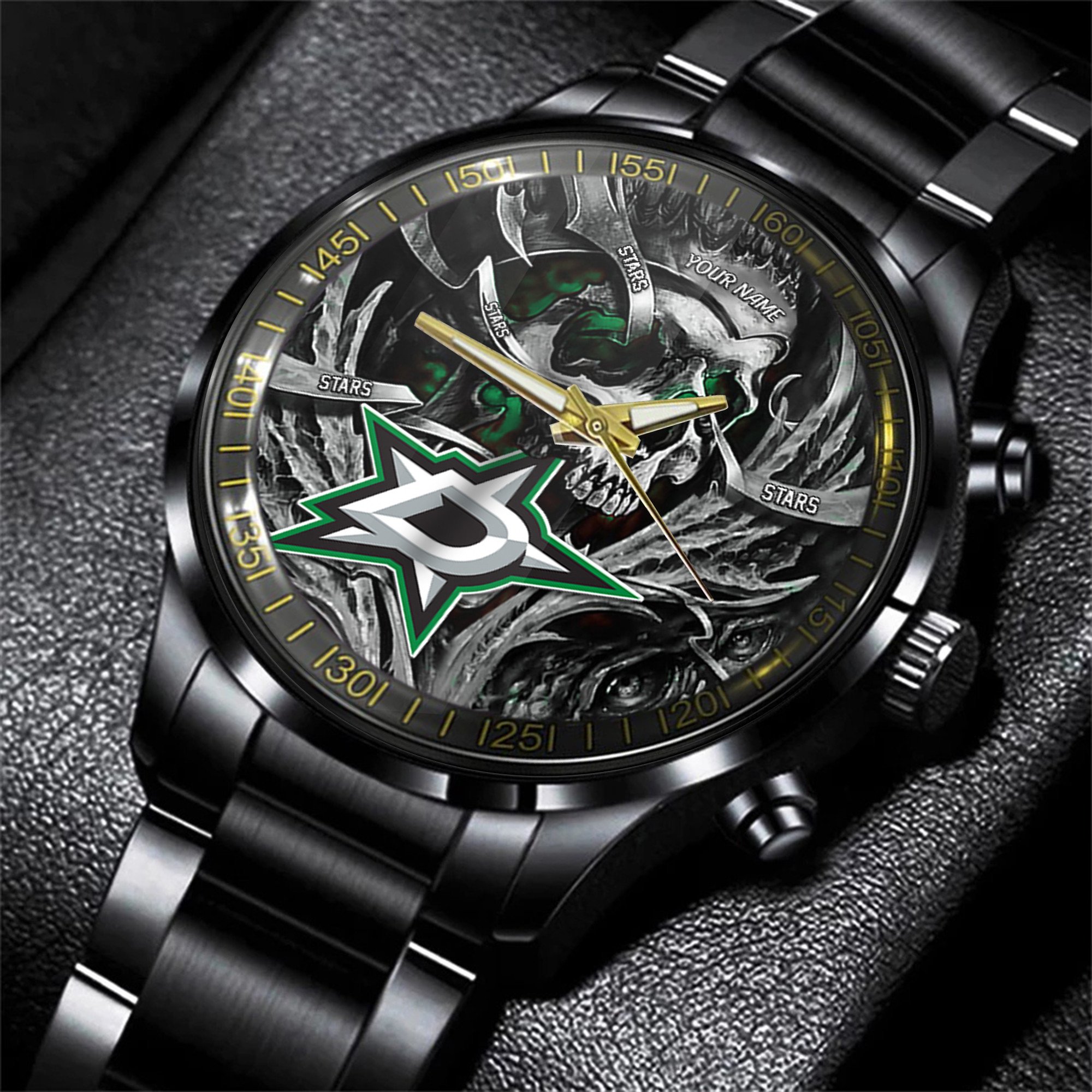 dallas stars nhl skull personalized hand watch gift for fans pwkp5