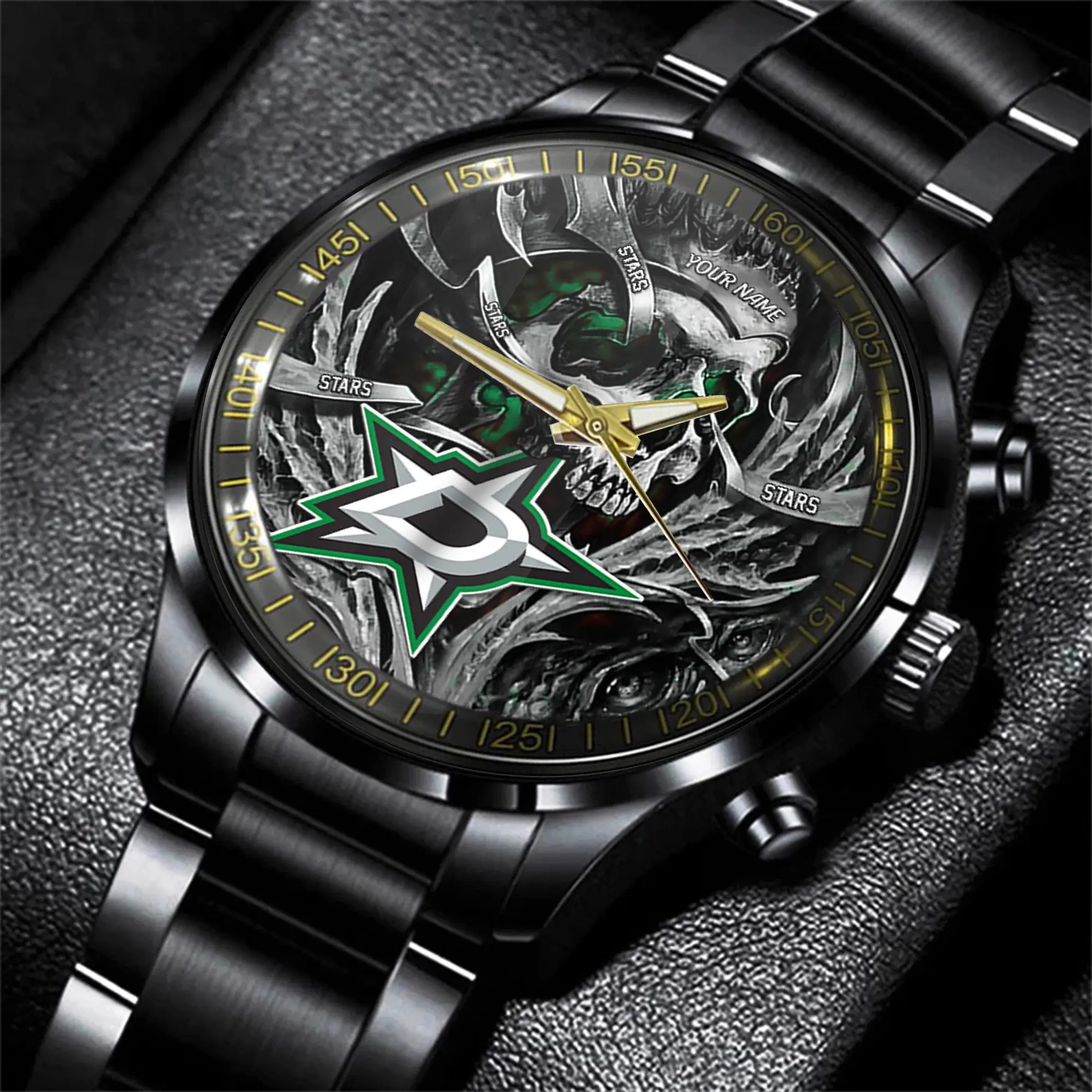 dallas stars nhl skull personalized hand watch gift for fans pwkp5