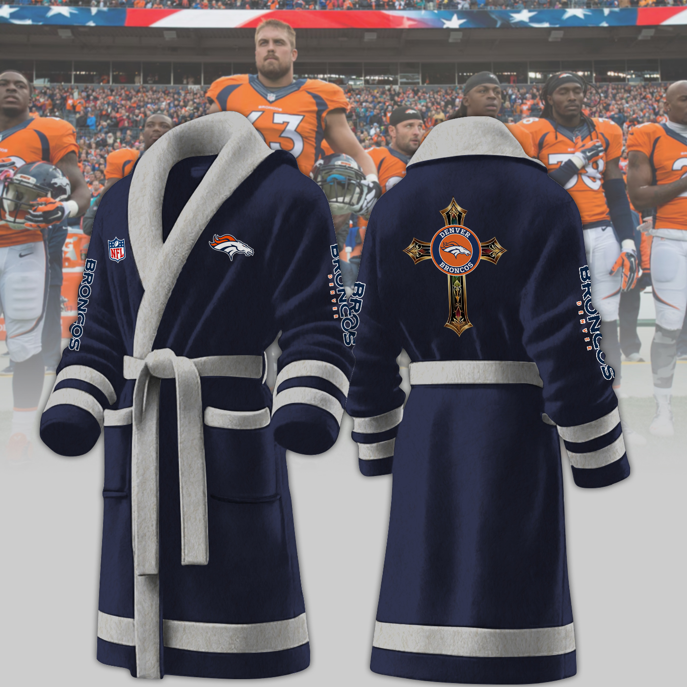 denver broncos nfl personalized fleece bathrobe gkhza