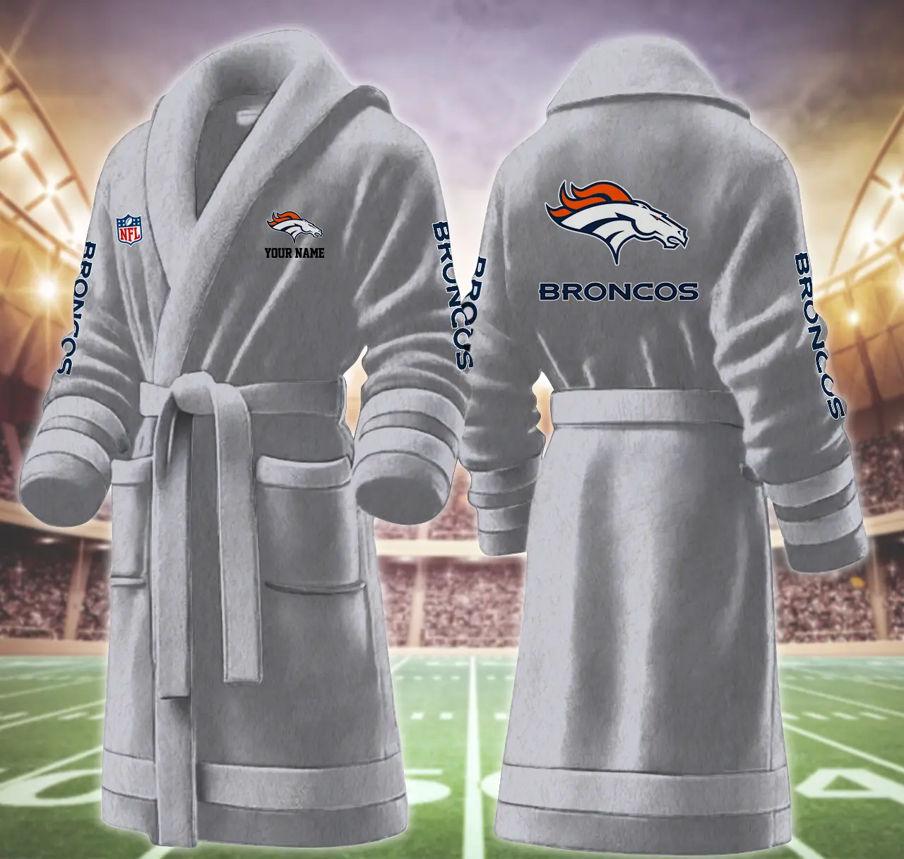 denver broncos nfl personalized fleece bathrobe igacg
