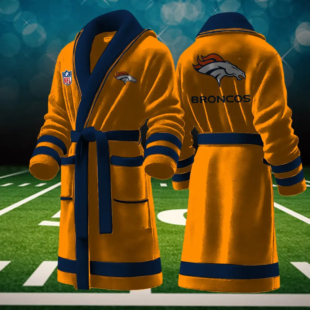 denver broncos nfl personalized fleece bathrobe iiy62