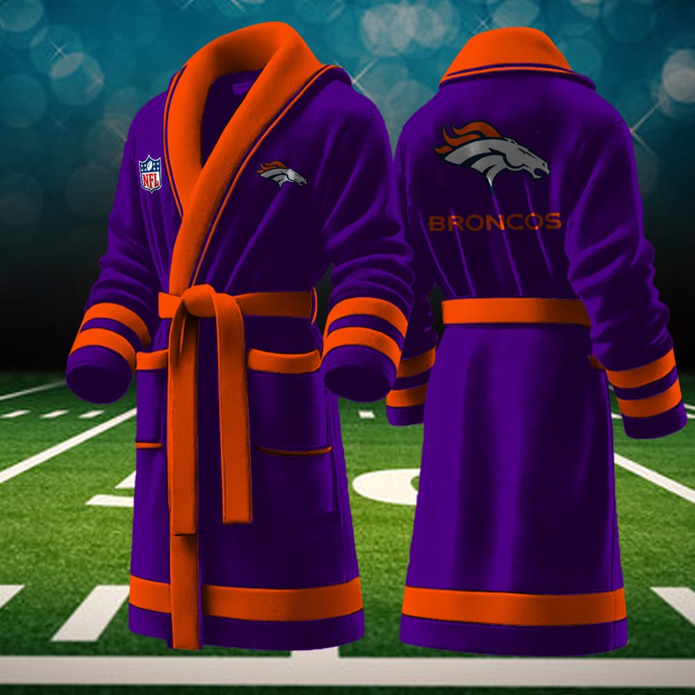 denver broncos nfl personalized fleece bathrobe kqsmk