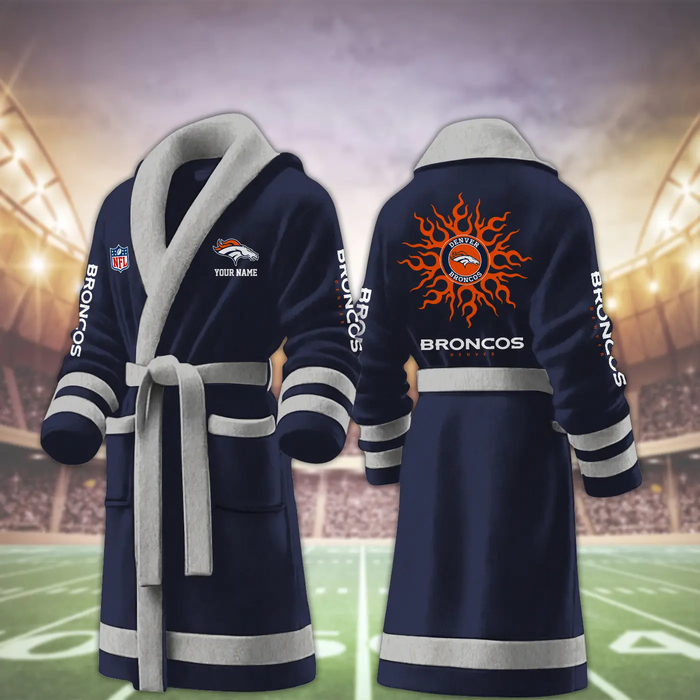 denver broncos nfl personalized fleece bathrobe qbbxz