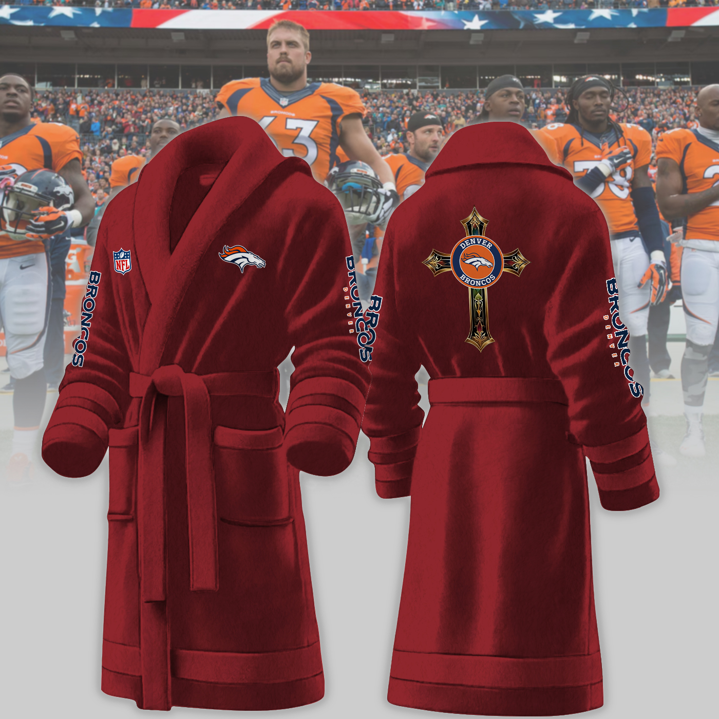 denver broncos nfl personalized fleece bathrobe rqwcm