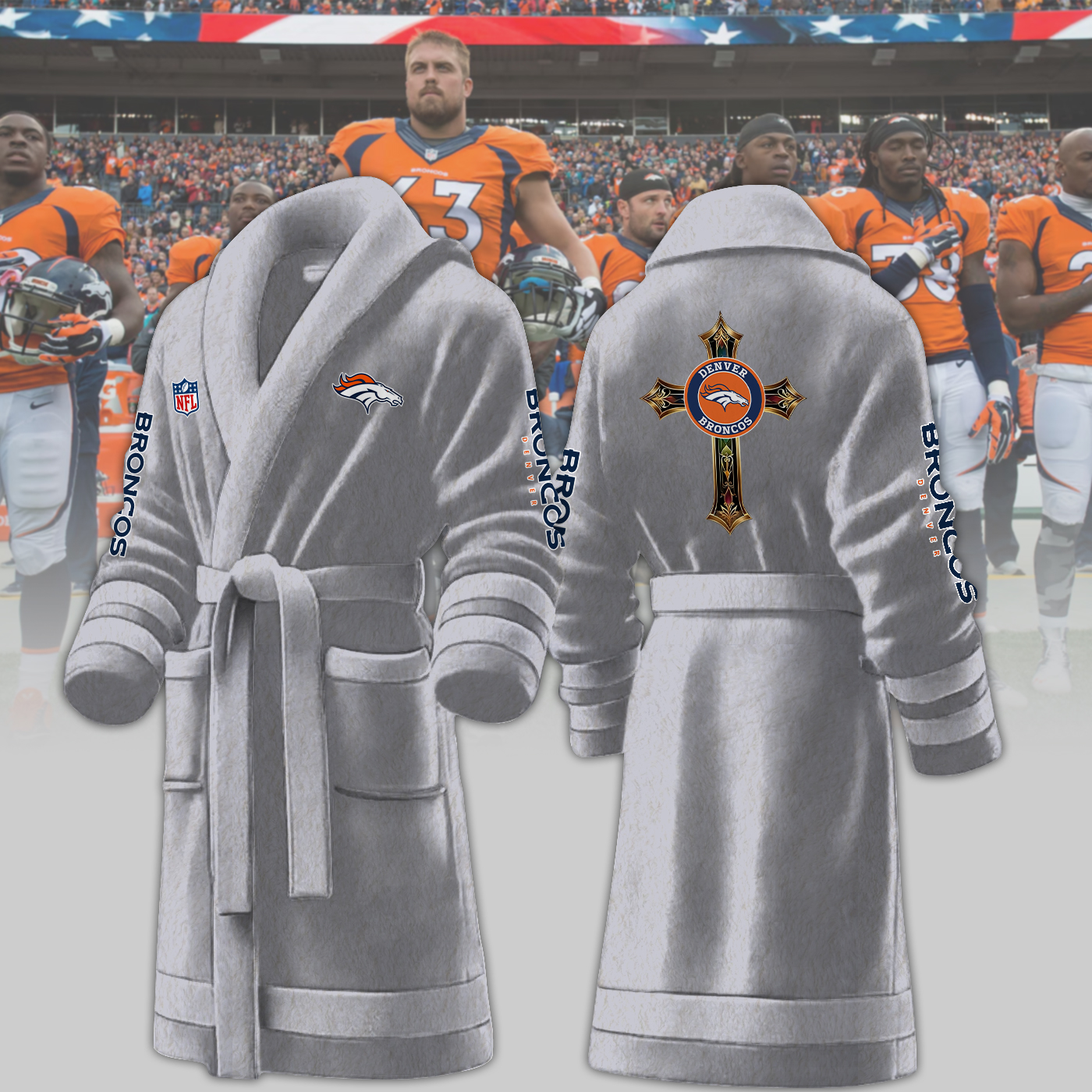 denver broncos nfl personalized fleece bathrobe xaan7