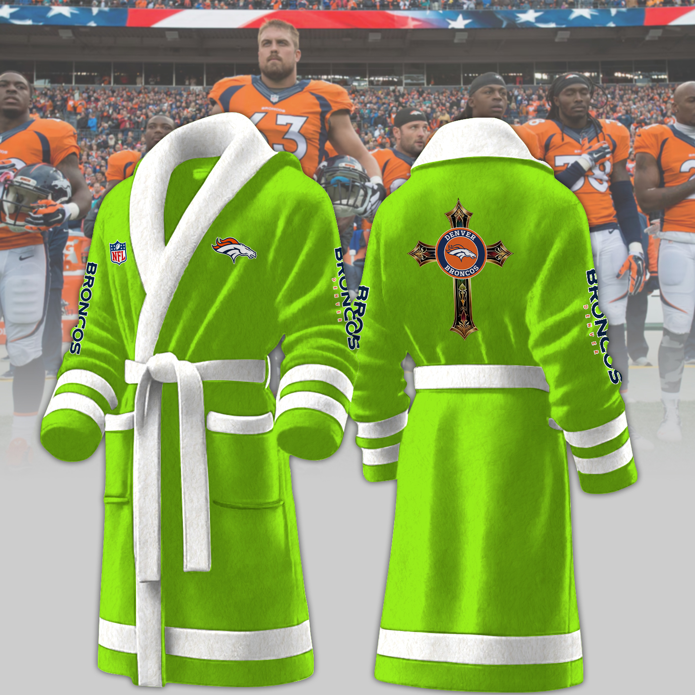 denver broncos nfl personalized fleece bathrobe y8zmi