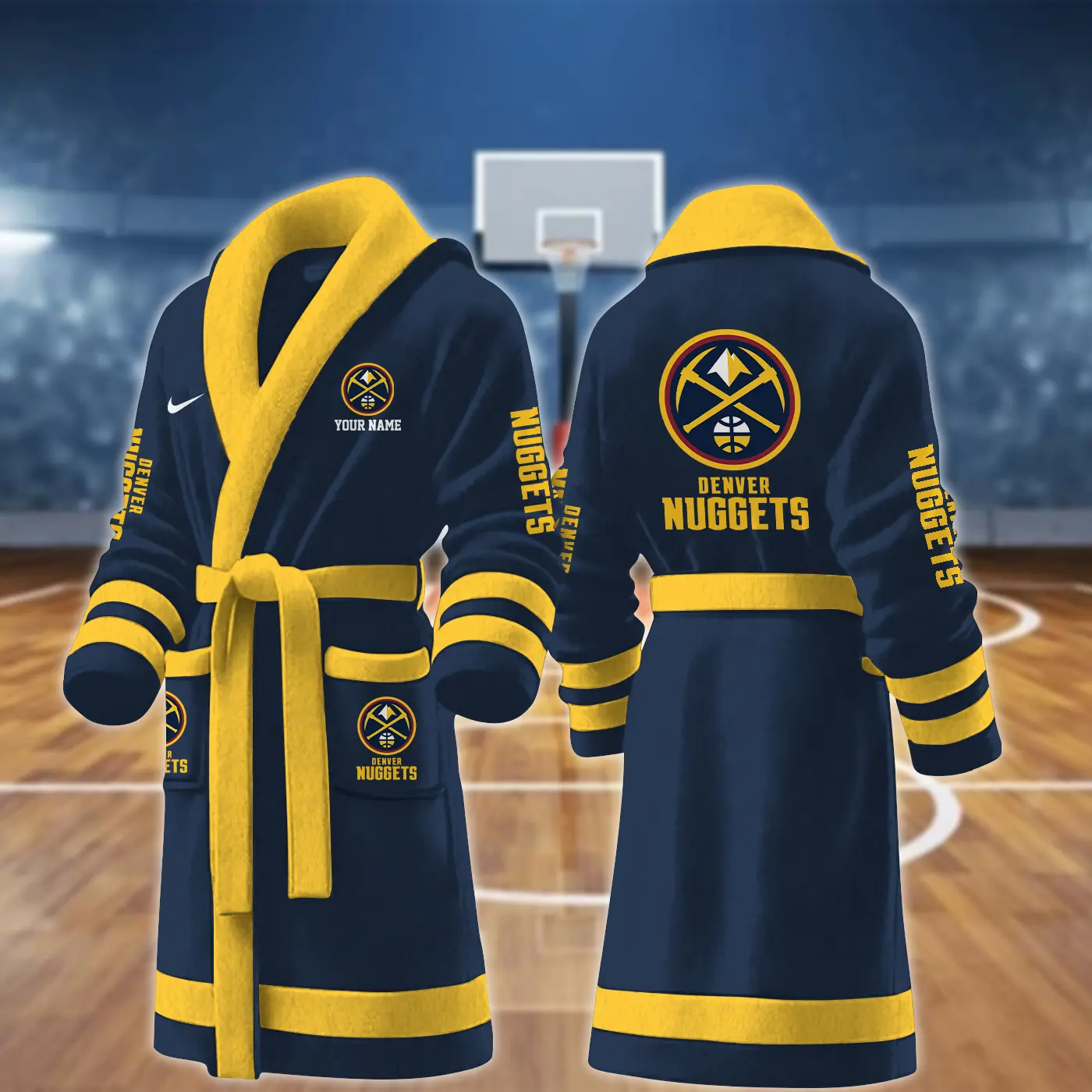 denver nuggets nba personalized fleece bathrobe mnlsp