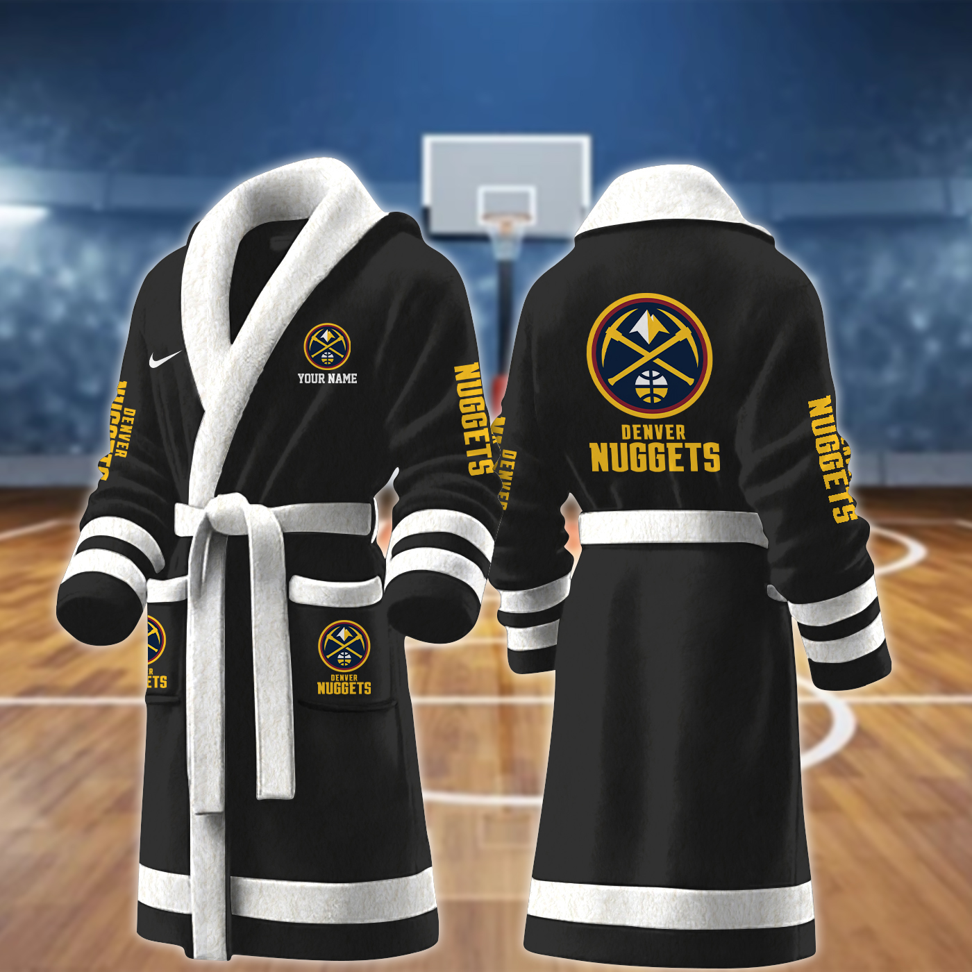 denver nuggets nba personalized fleece bathrobe vikra