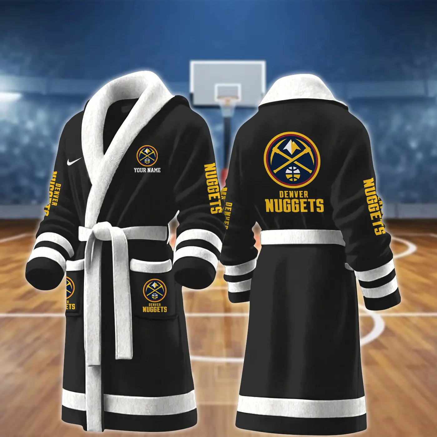 denver nuggets nba personalized fleece bathrobe vikra