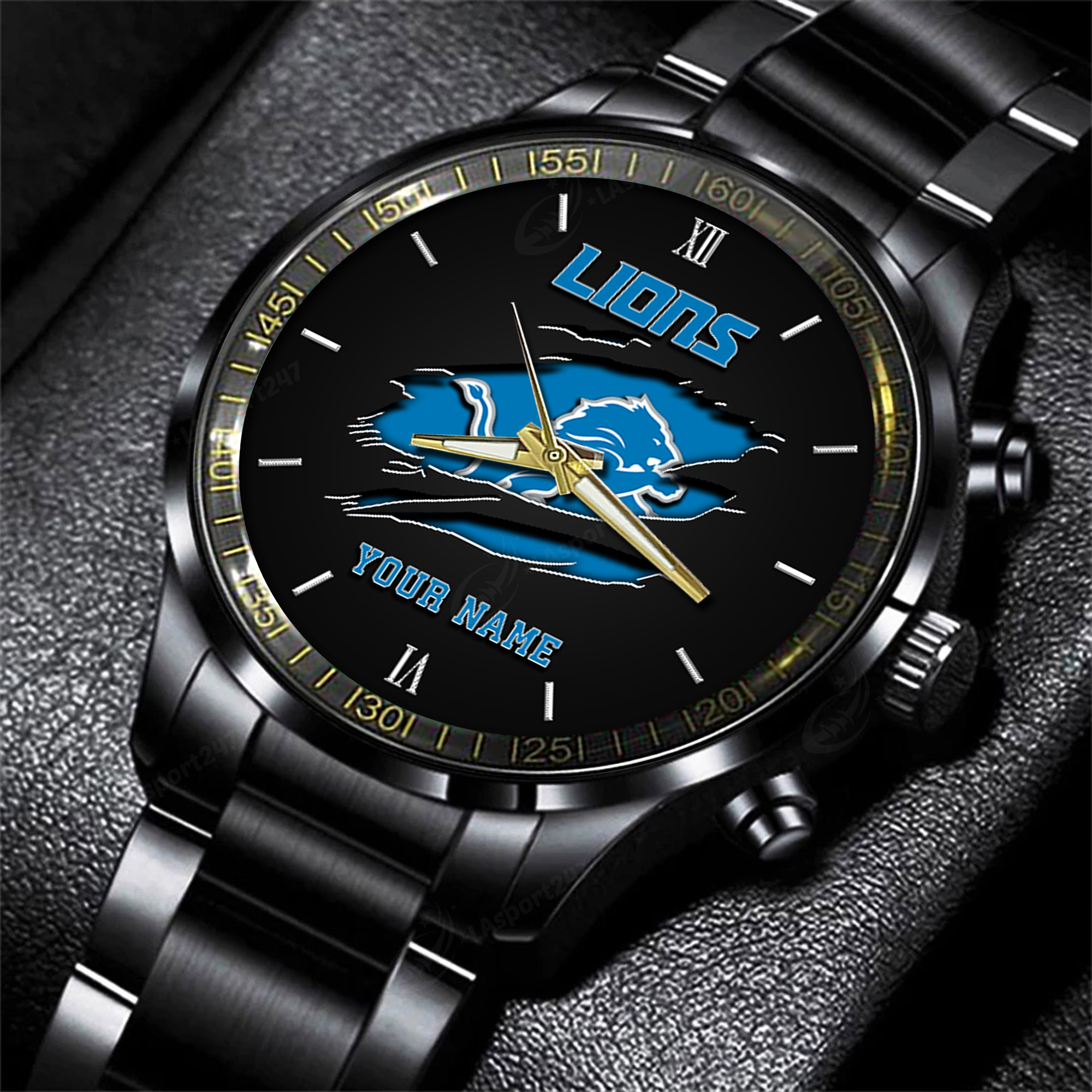 detroit lions nfl personalized black fashion watch for football lovers ojbas