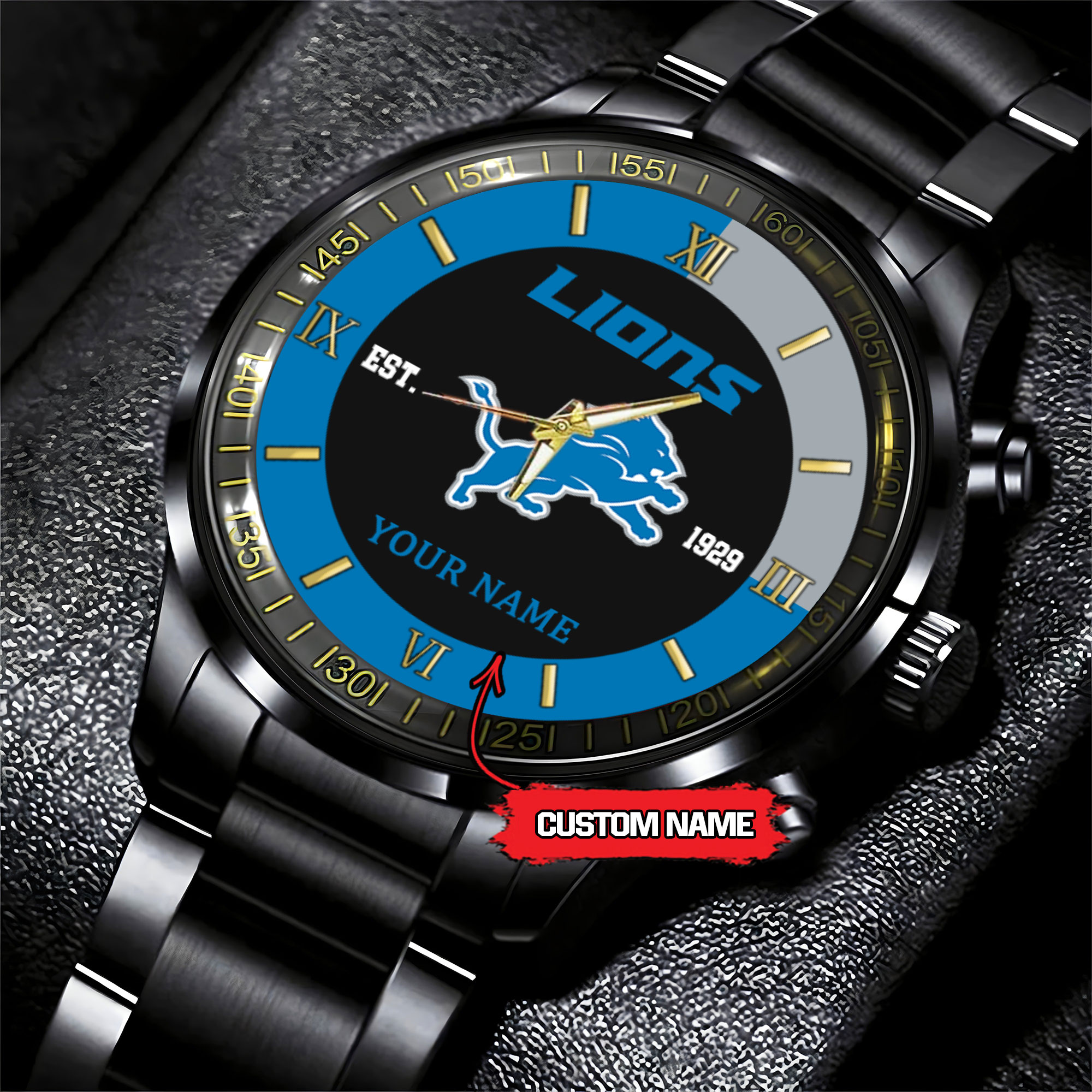 detroit lions nfl personalized black fashion watch jkkyy