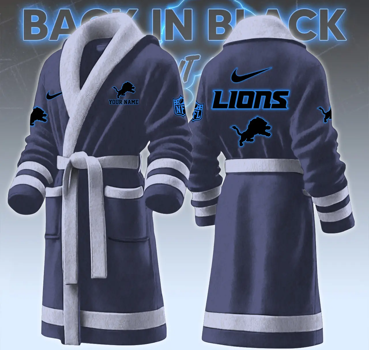 detroit lions nfl personalized fleece bathrobe 8nljh