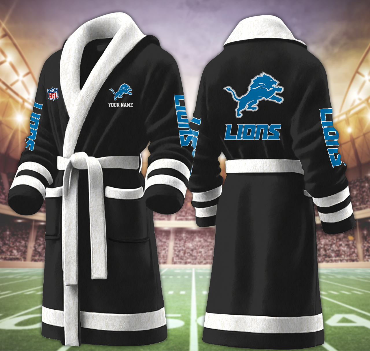 detroit lions nfl personalized fleece bathrobe dgbtt