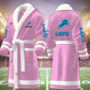 detroit lions nfl personalized fleece bathrobe eaznm