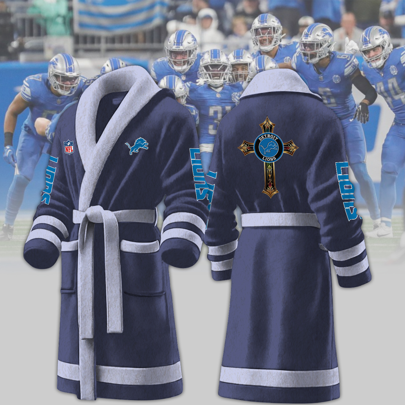 detroit lions nfl personalized fleece bathrobe lmnqz