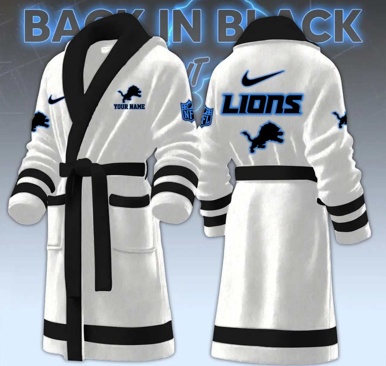 detroit lions nfl personalized fleece bathrobe qkw44