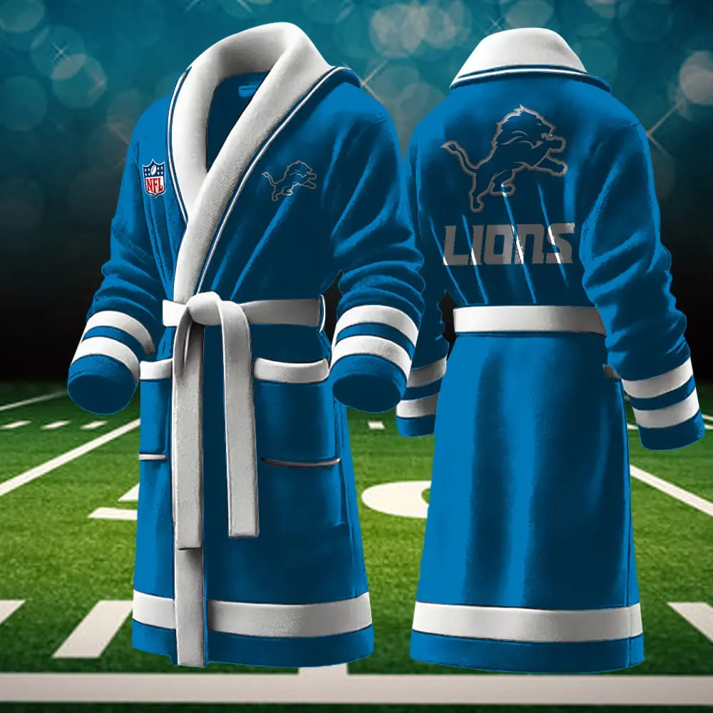 detroit lions nfl personalized fleece bathrobe r2zrv