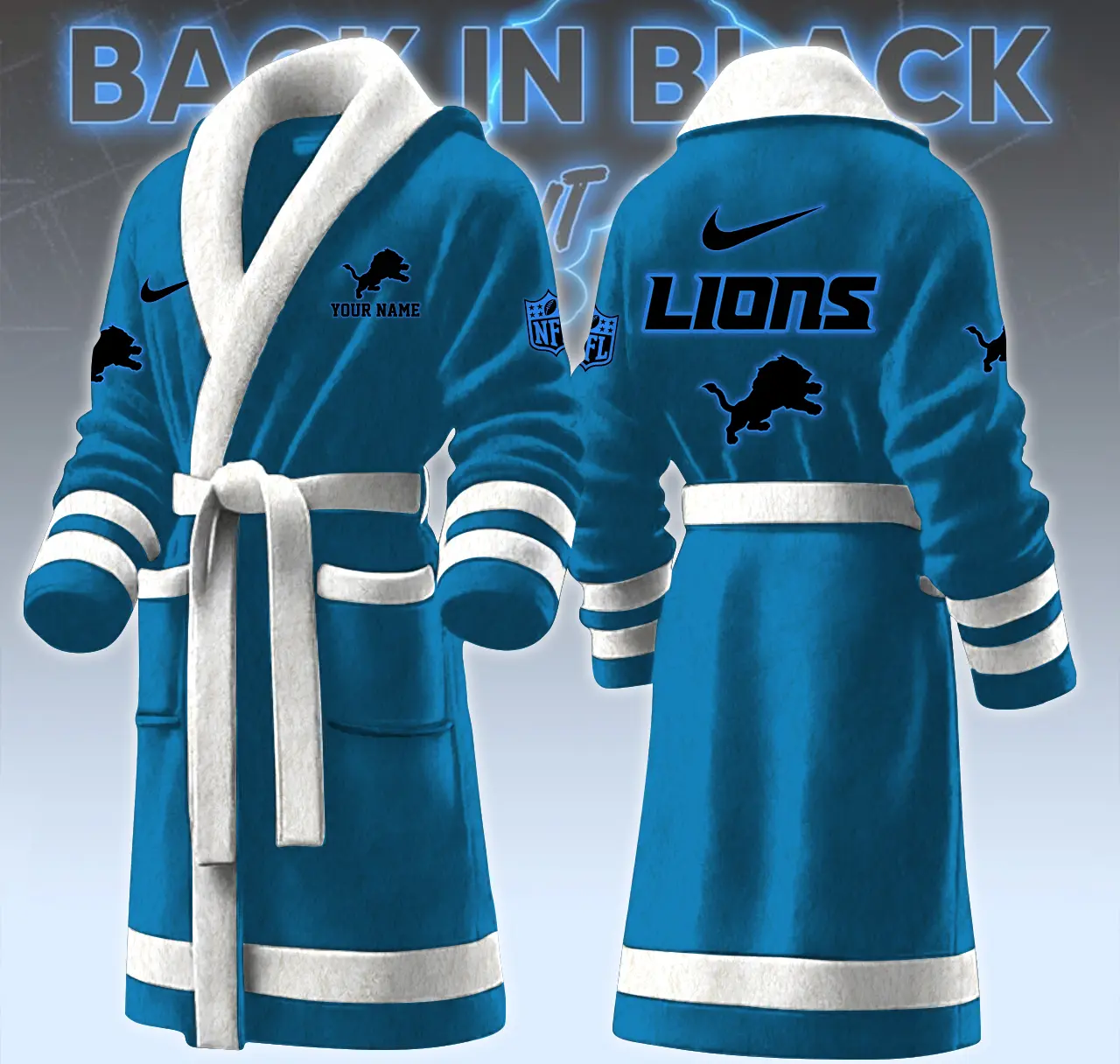 detroit lions nfl personalized fleece bathrobe rem7q