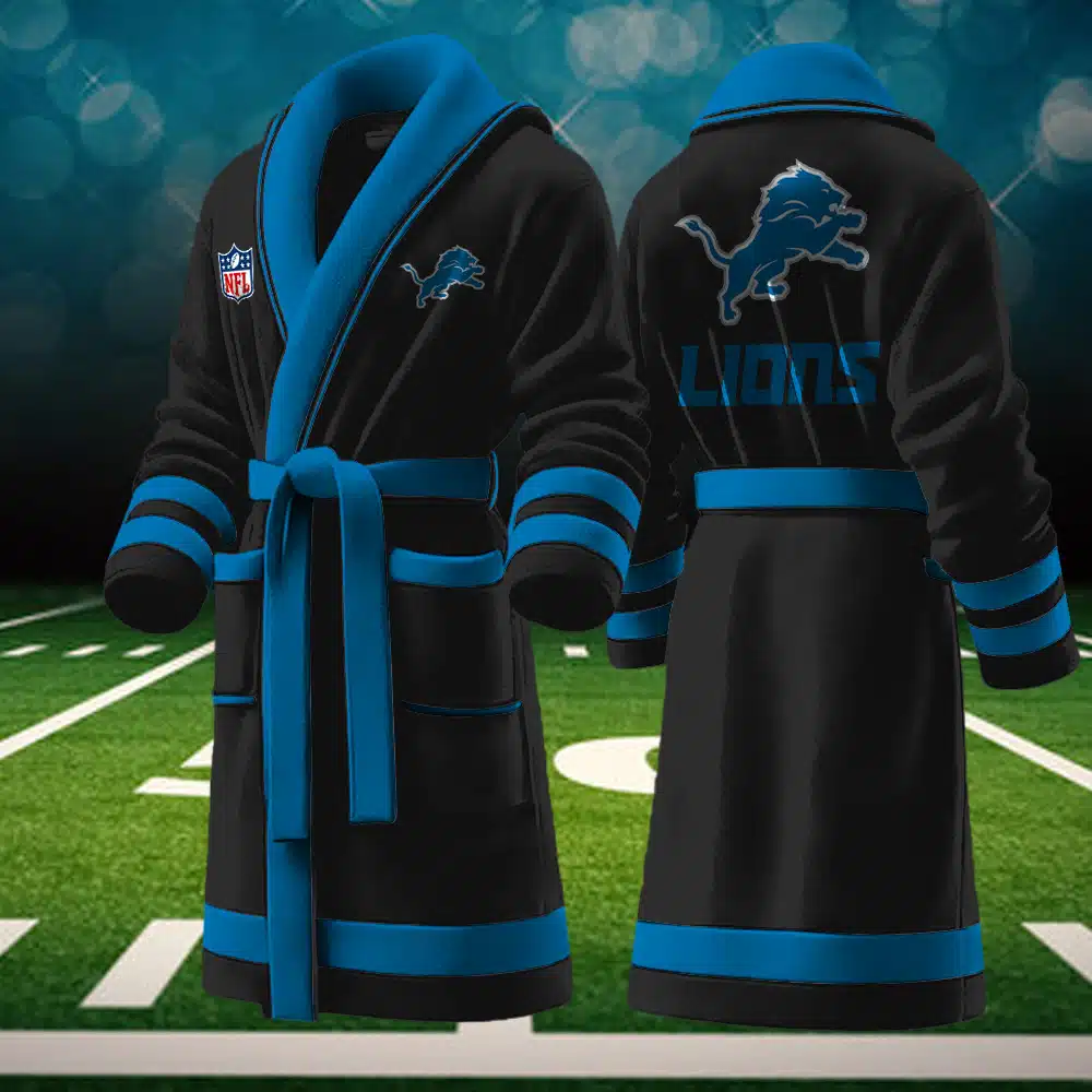 detroit lions nfl personalized fleece bathrobe tr454