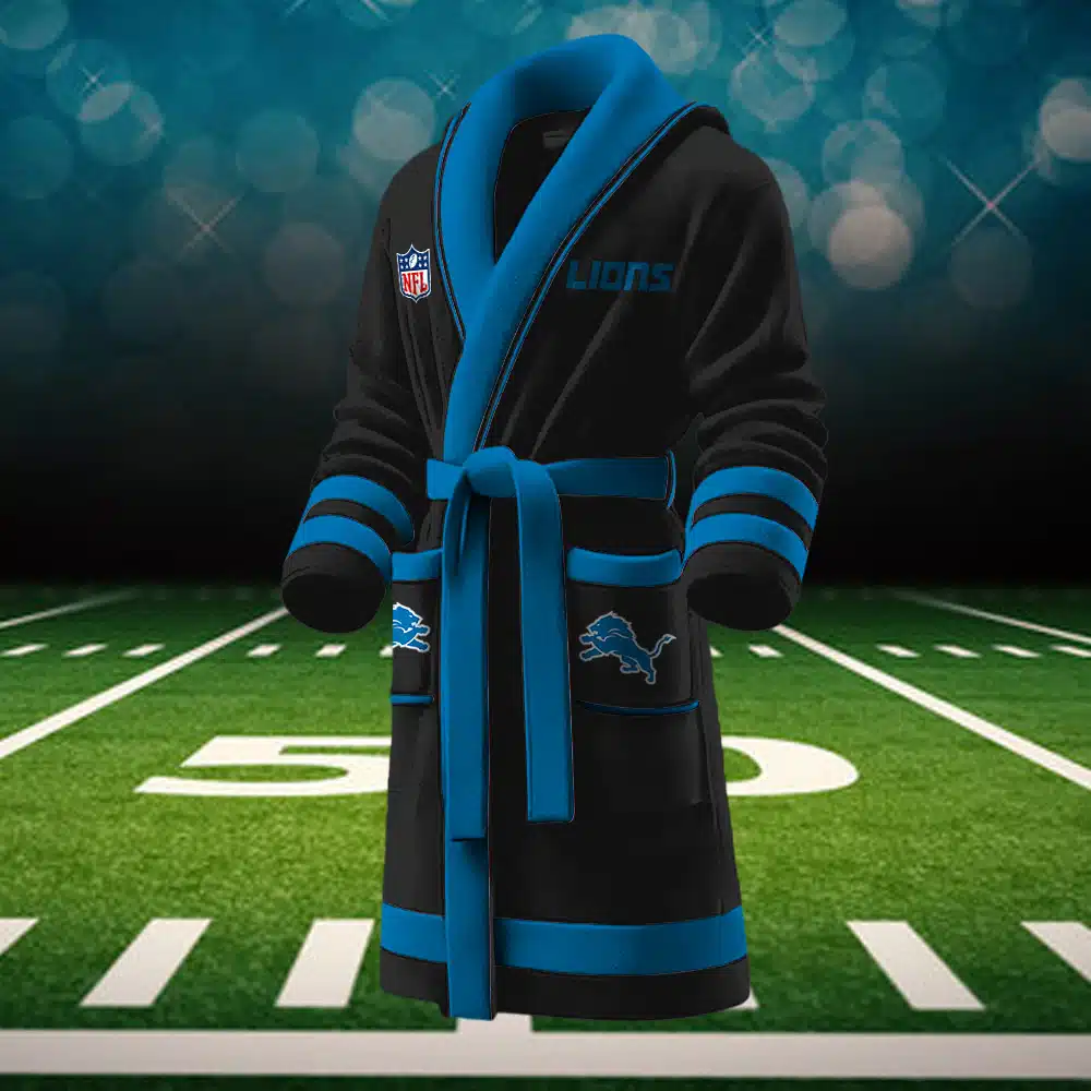 detroit lions nfl personalized fleece bathrobe ujywc