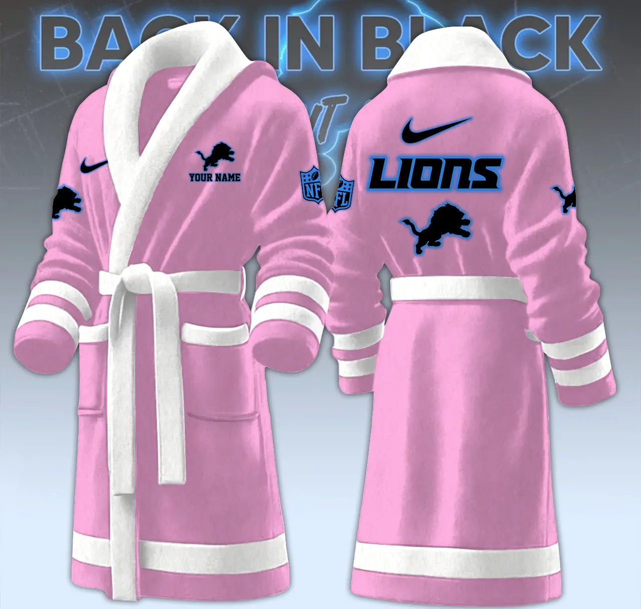 detroit lions nfl personalized fleece bathrobe veubz