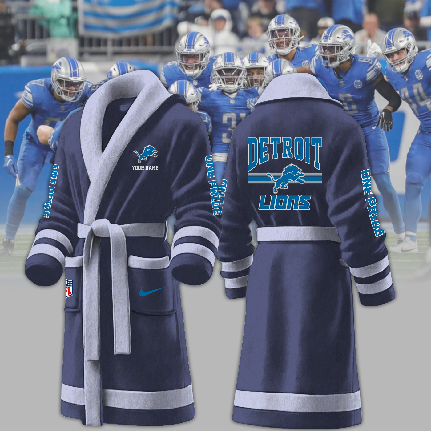 detroit lions nfl personalized fleece bathrobe vmwqb