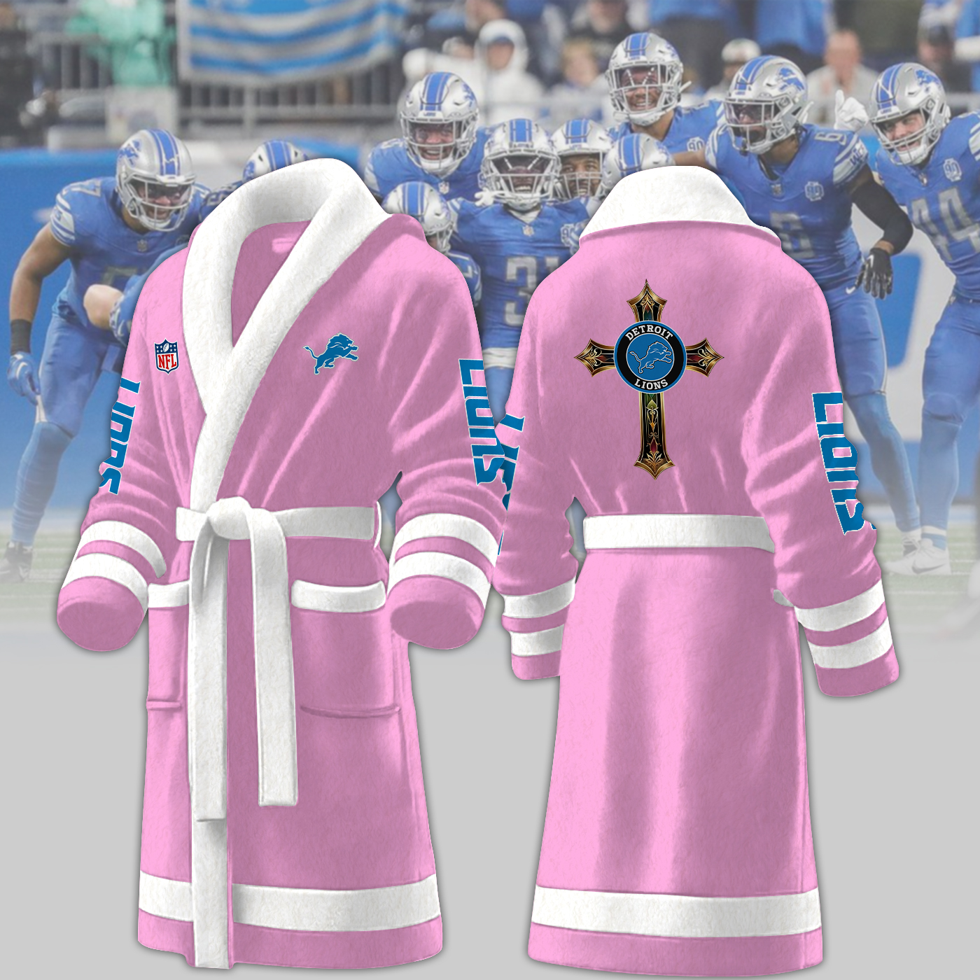 detroit lions nfl personalized fleece bathrobe xfkei