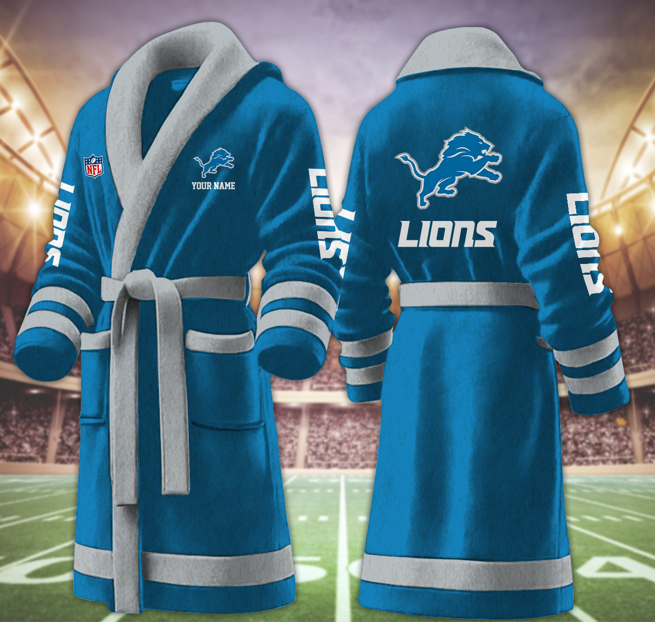 detroit lions nfl personalized fleece bathrobe zvckl