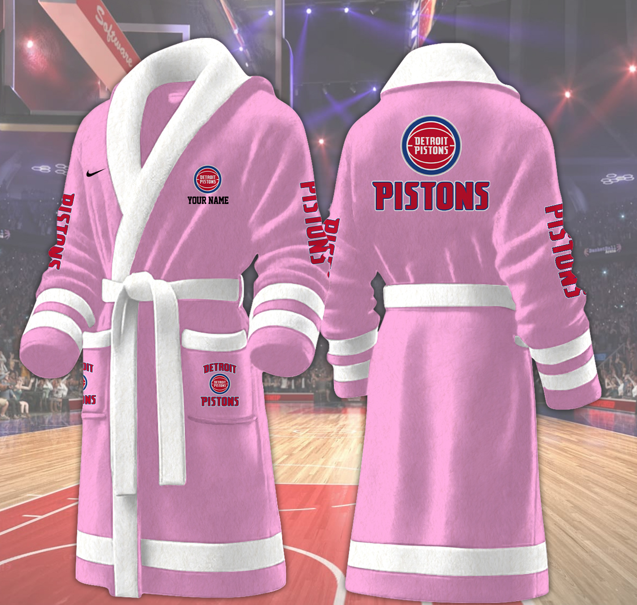 detroit pistons nba personalized fleece bathrobe 1ghsg