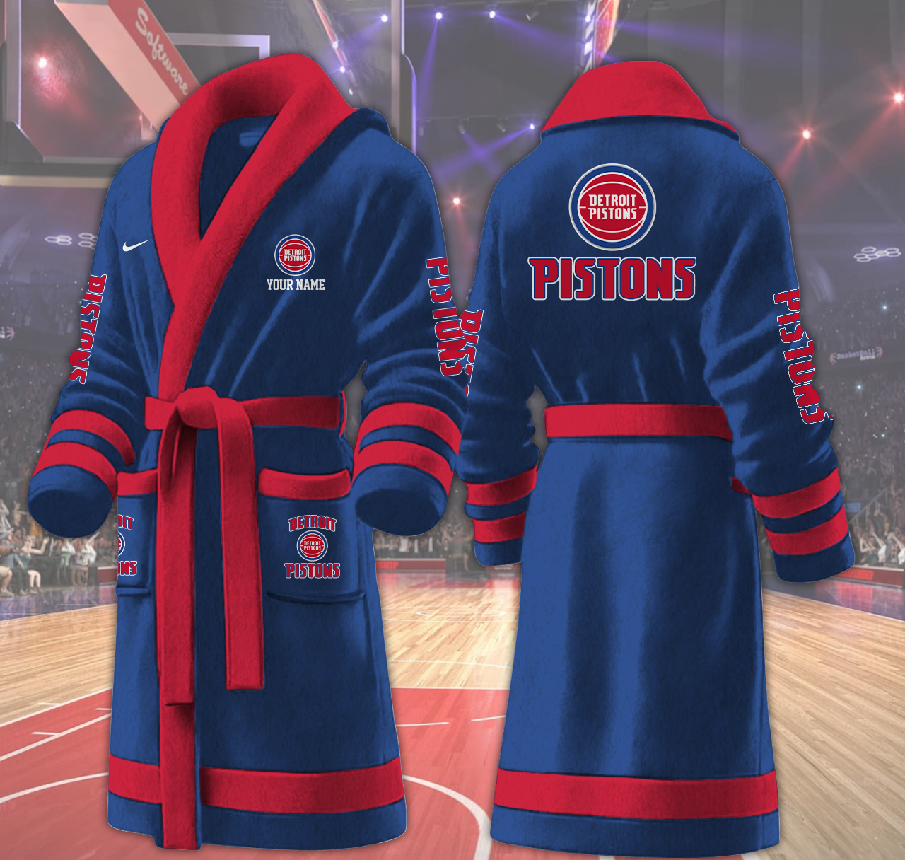 detroit pistons nba personalized fleece bathrobe ugk3s