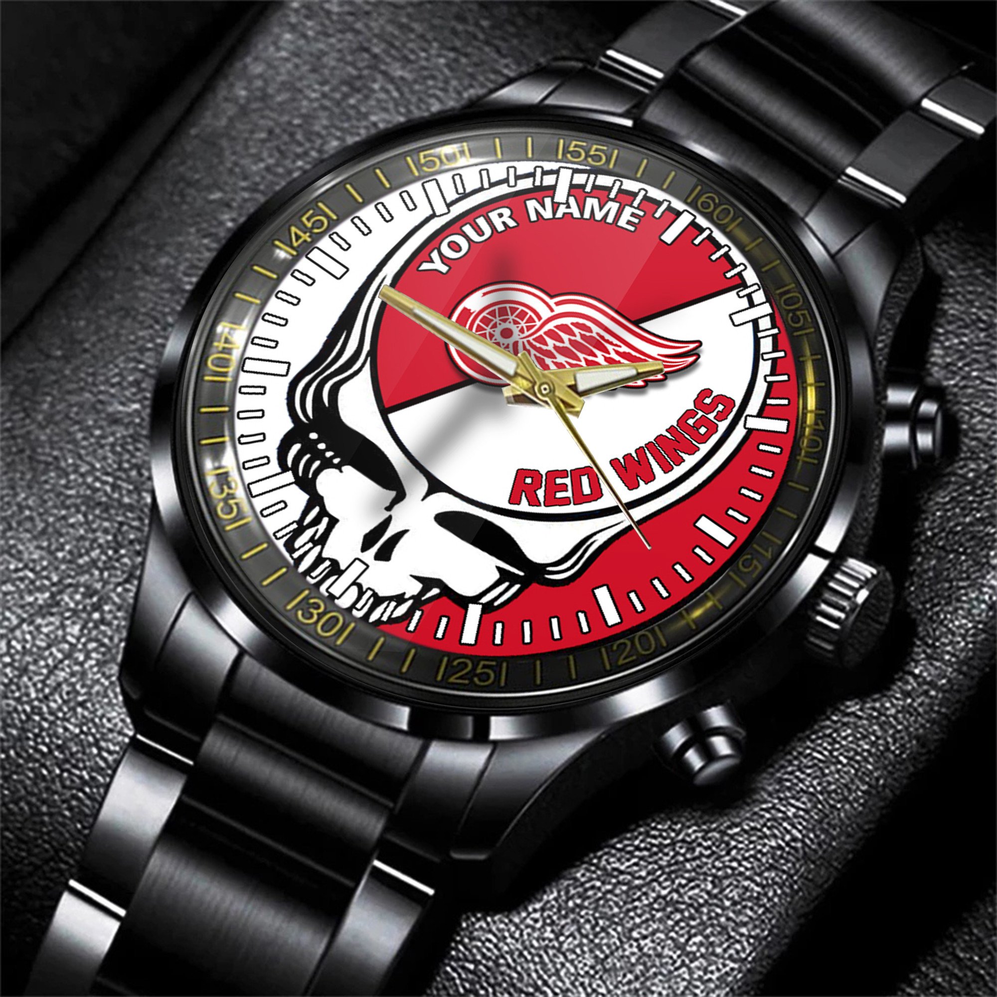 detroit red wings nhl skull personalized hand watch gift for fans gjaey