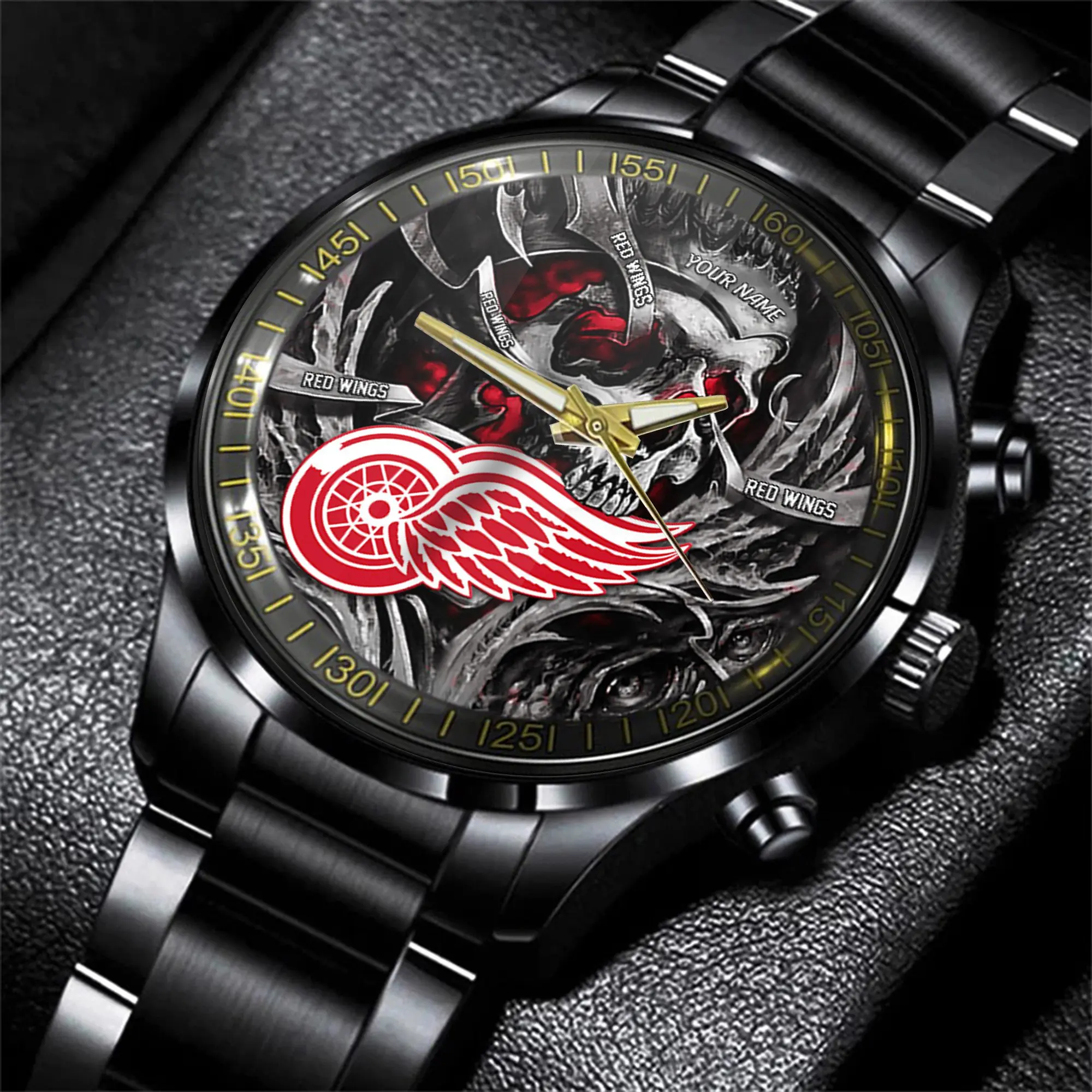 detroit red wings nhl skull personalized hand watch gift for fans kyqvw