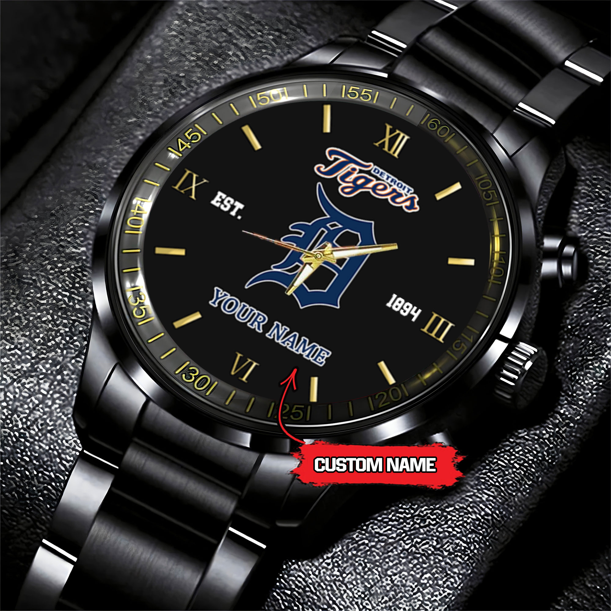detroit tigers mlb black fashion watch custom your name cs42r