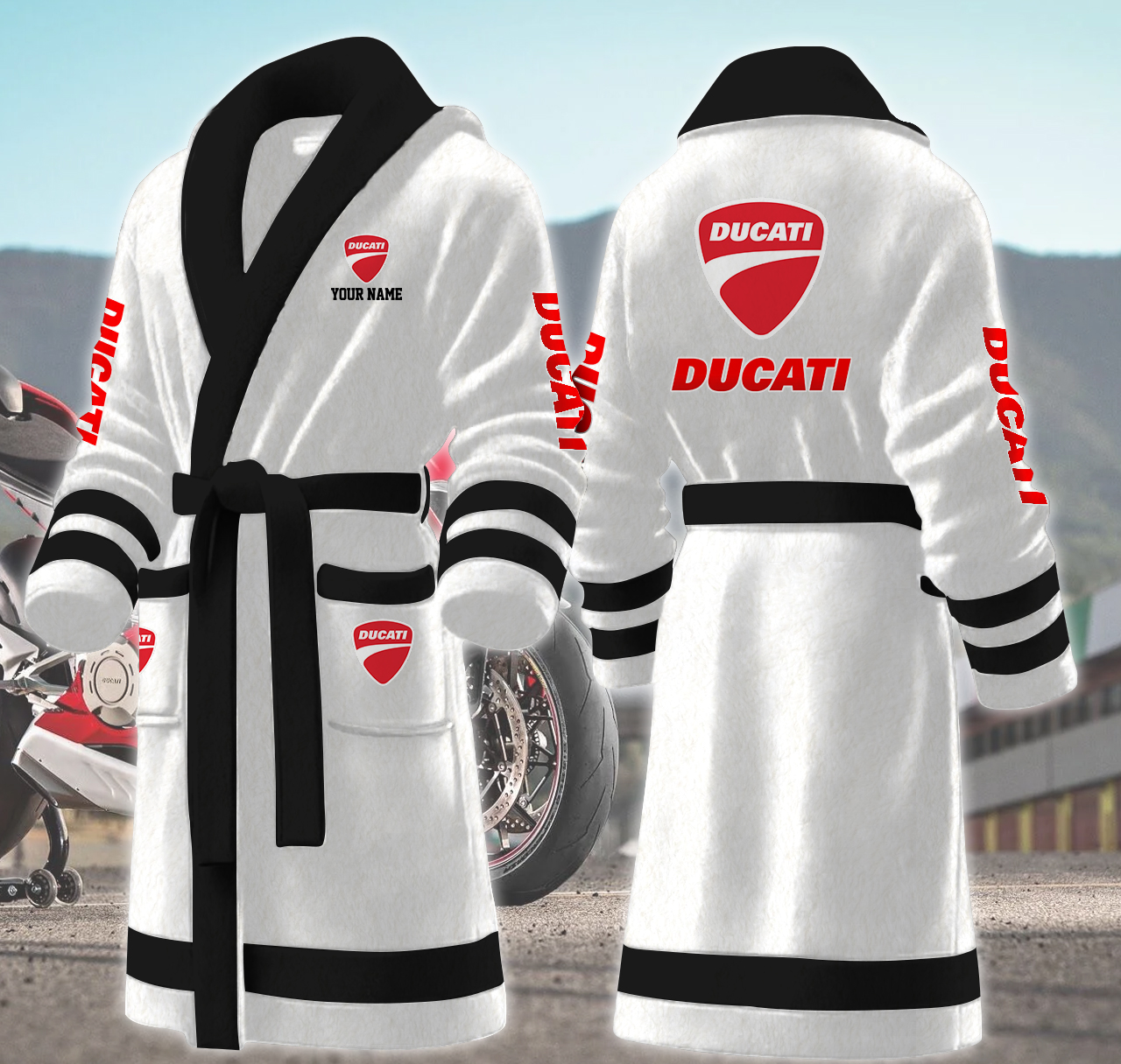 ducati motocycles personalized fleece bathrobe jwuhj
