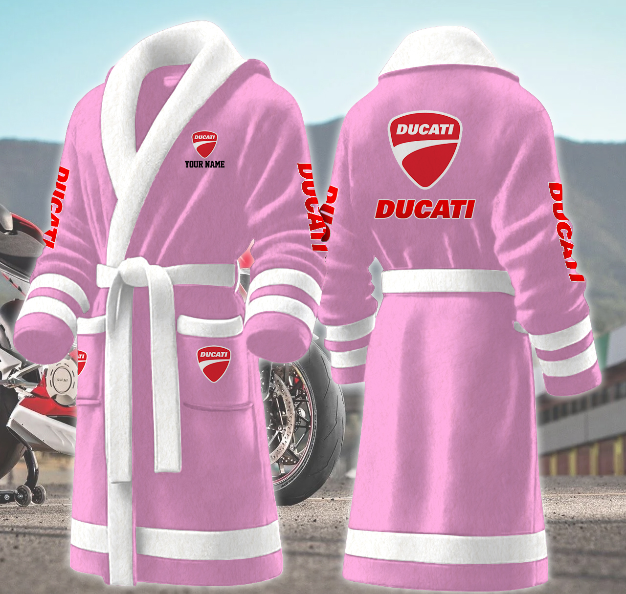 ducati motocycles personalized fleece bathrobe lqn6m